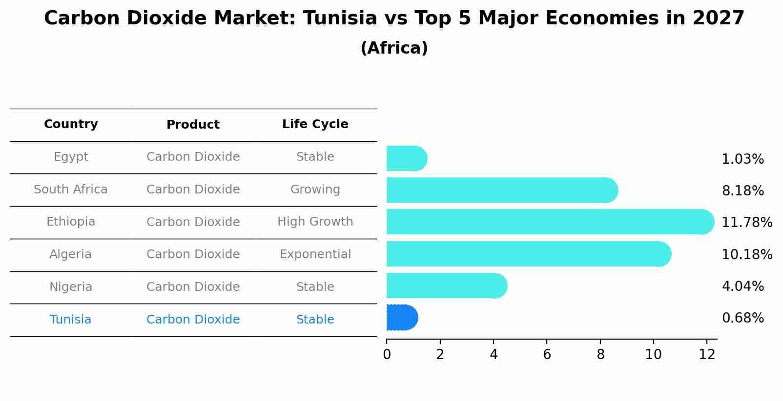 Carbon Dioxide Market: Tunisia vs Top 5 Major Economies in 2027 (Africa)