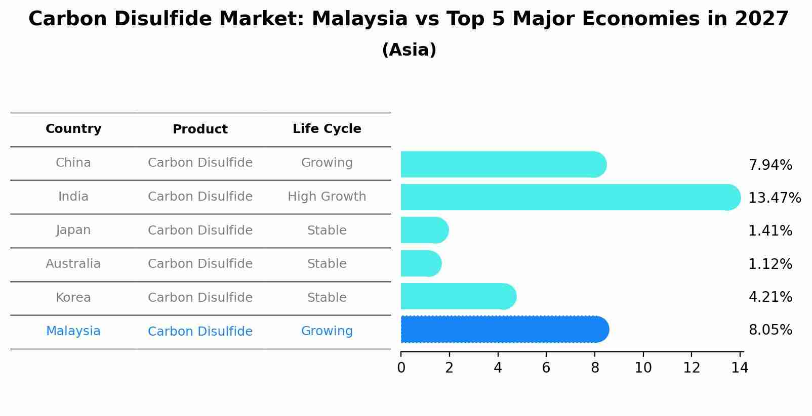 Carbon Disulfide Market: Malaysia vs Top 5 Major Economies in 2027 (Asia)