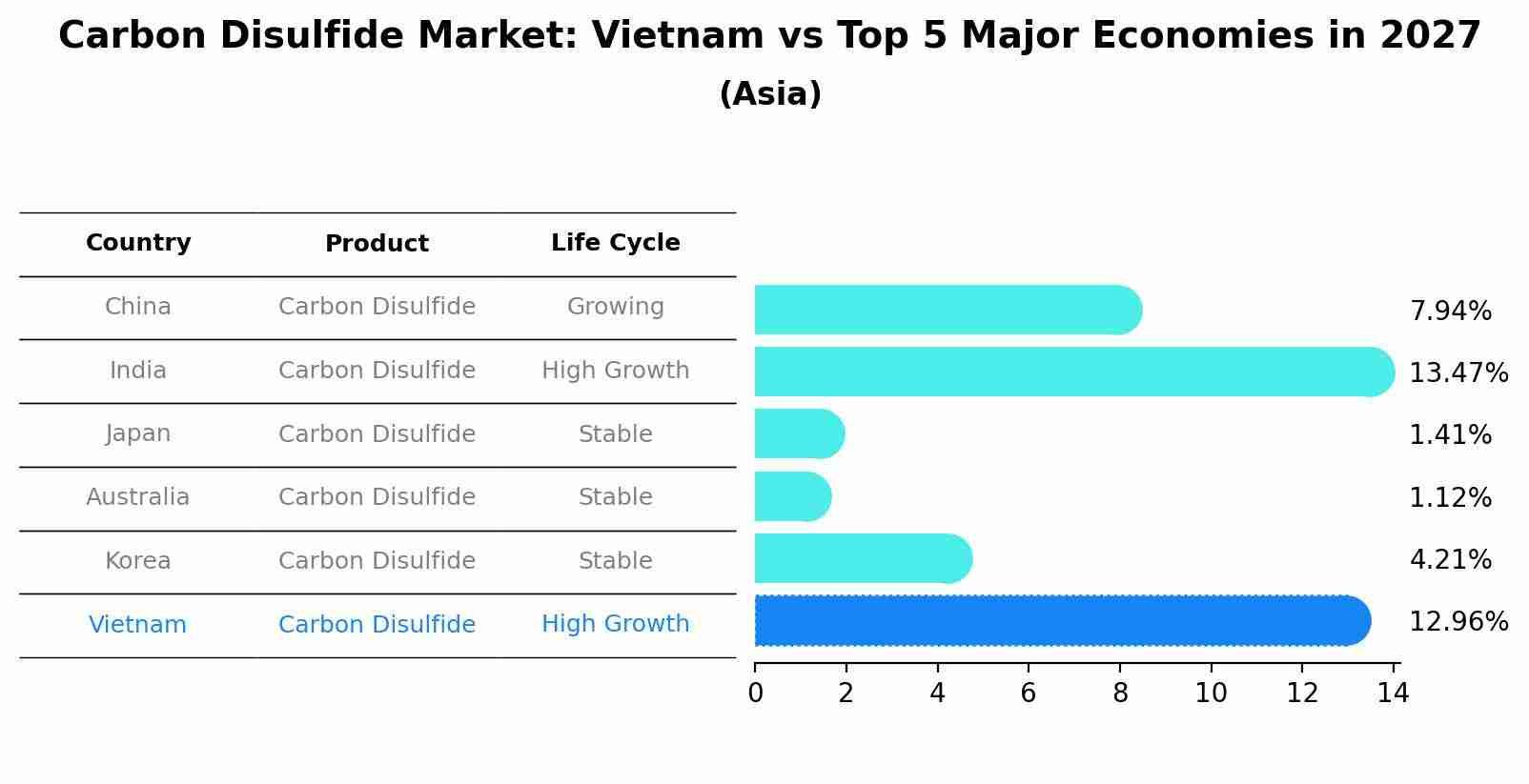 Carbon Disulfide Market: Vietnam vs Top 5 Major Economies in 2027 (Asia)
