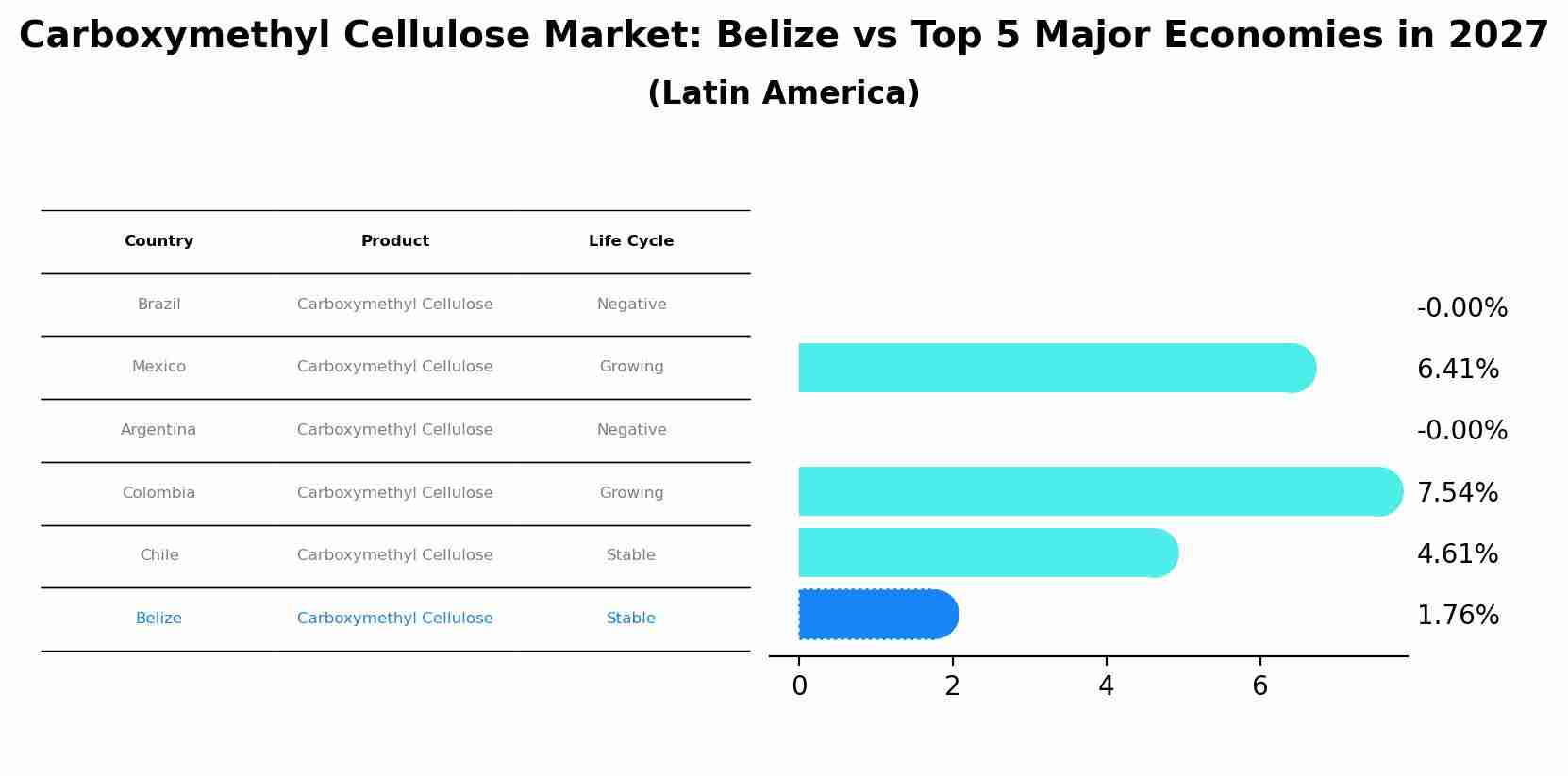 Carboxymethyl Cellulose Market: Belize vs Top 5 Major Economies in 2027 (Latin America)