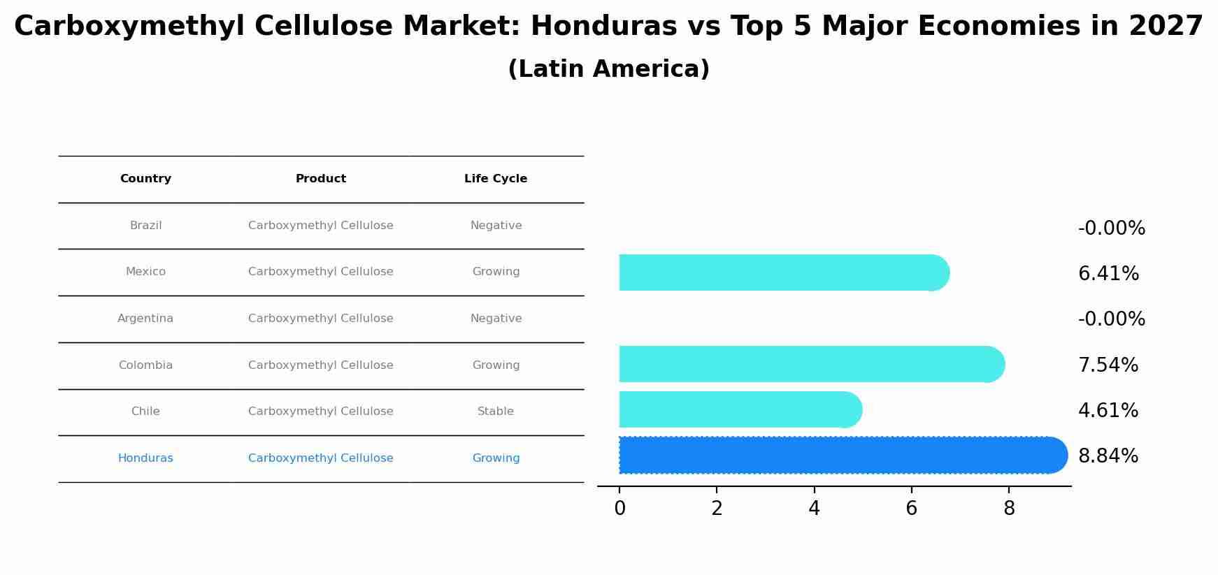 Carboxymethyl Cellulose Market: Honduras vs Top 5 Major Economies in 2027 (Latin America)