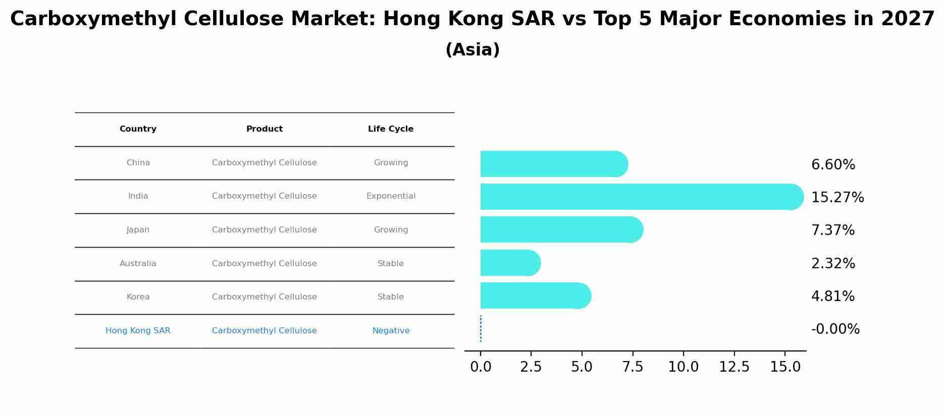 Carboxymethyl Cellulose Market: Hong Kong SAR vs Top 5 Major Economies in 2027 (Asia)