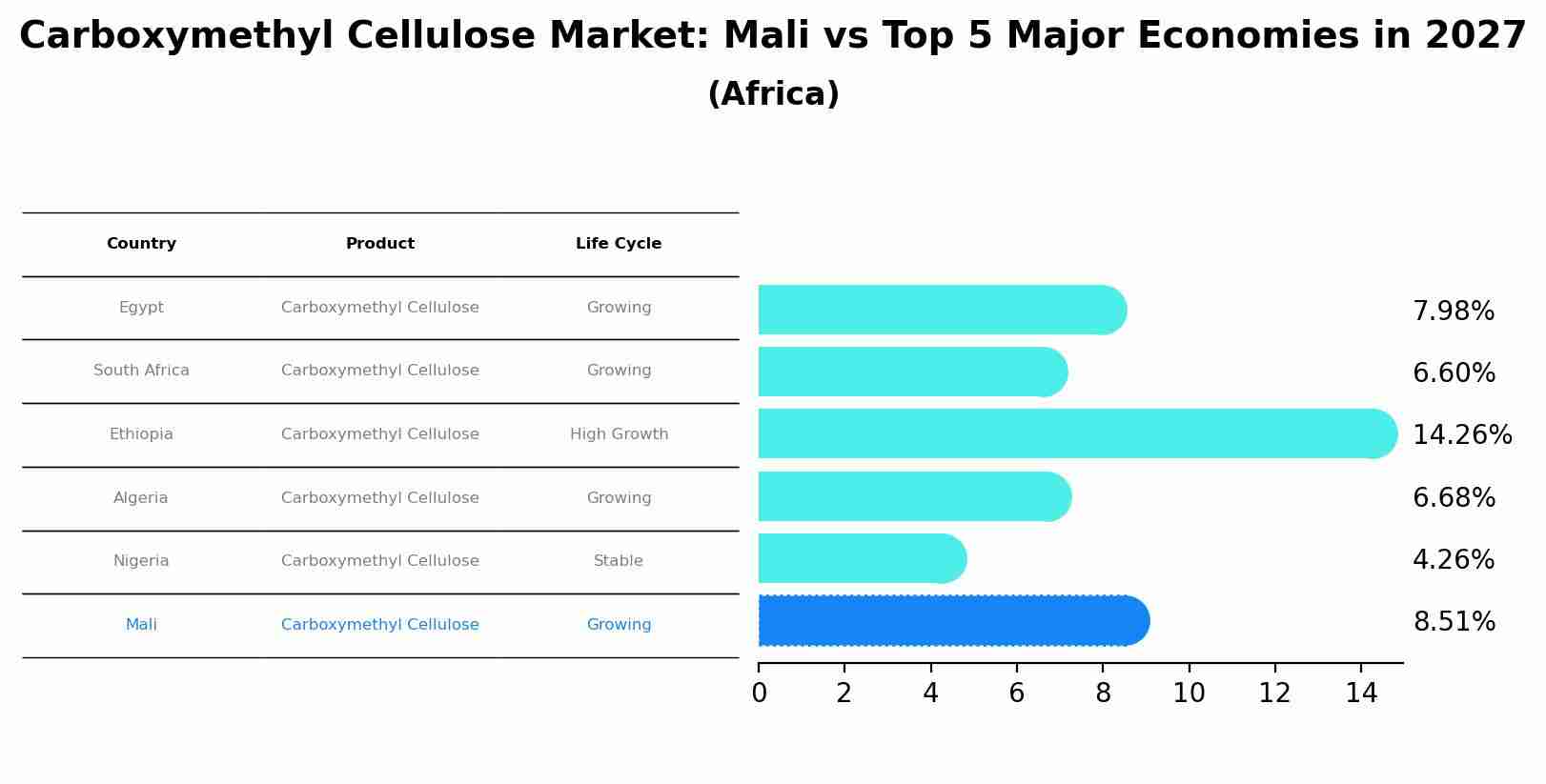 Carboxymethyl Cellulose Market: Mali vs Top 5 Major Economies in 2027 (Africa)