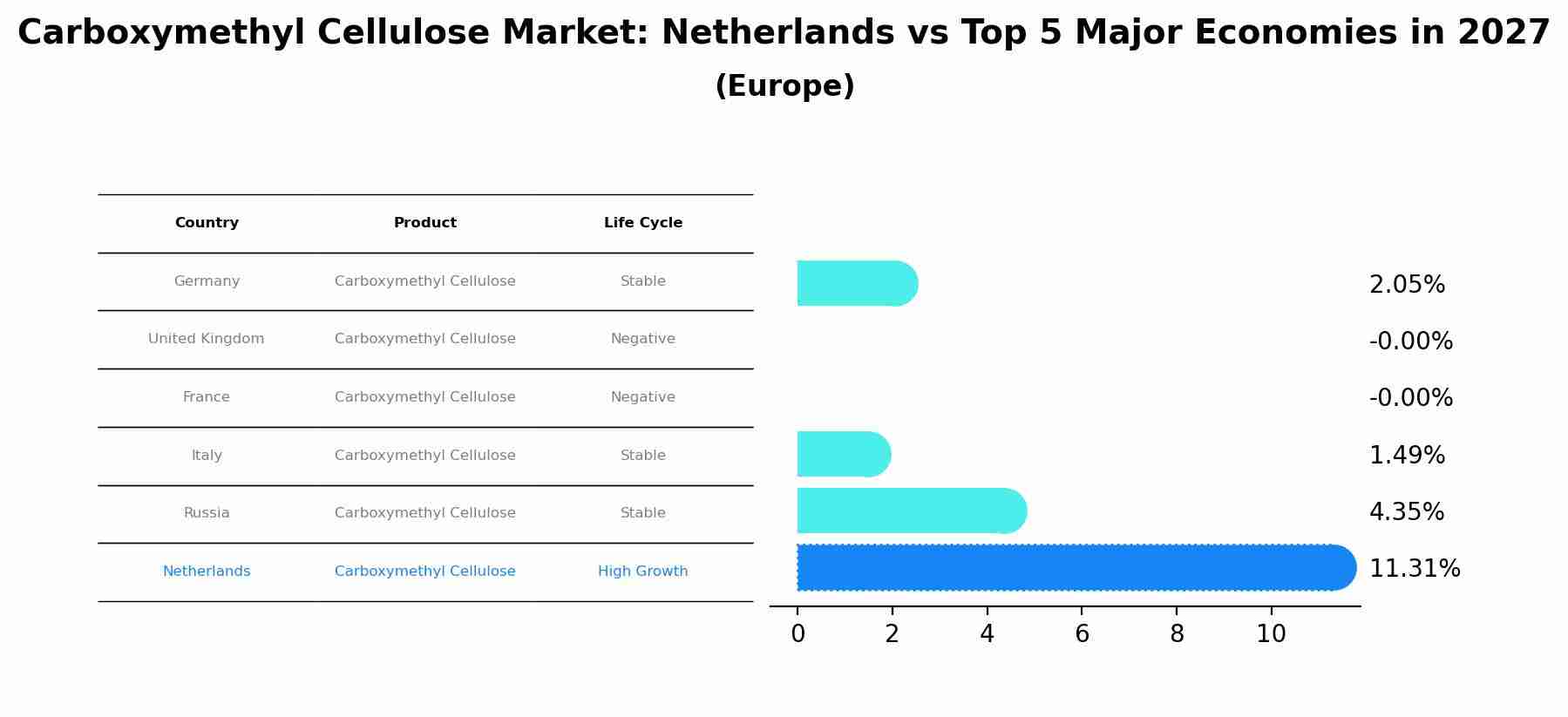 Carboxymethyl Cellulose Market: Netherlands vs Top 5 Major Economies in 2027 (Europe)