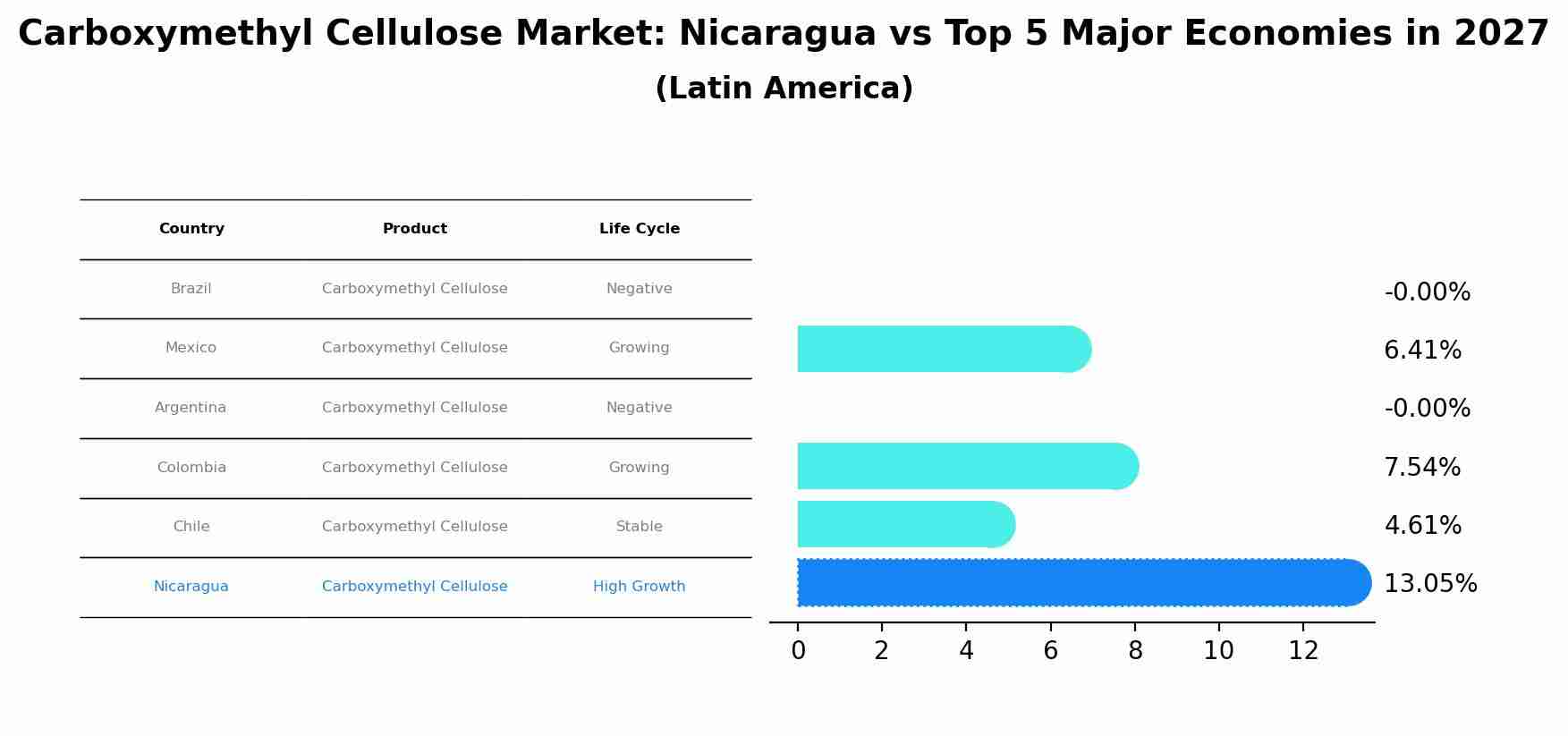 Carboxymethyl Cellulose Market: Nicaragua vs Top 5 Major Economies in 2027 (Latin America)