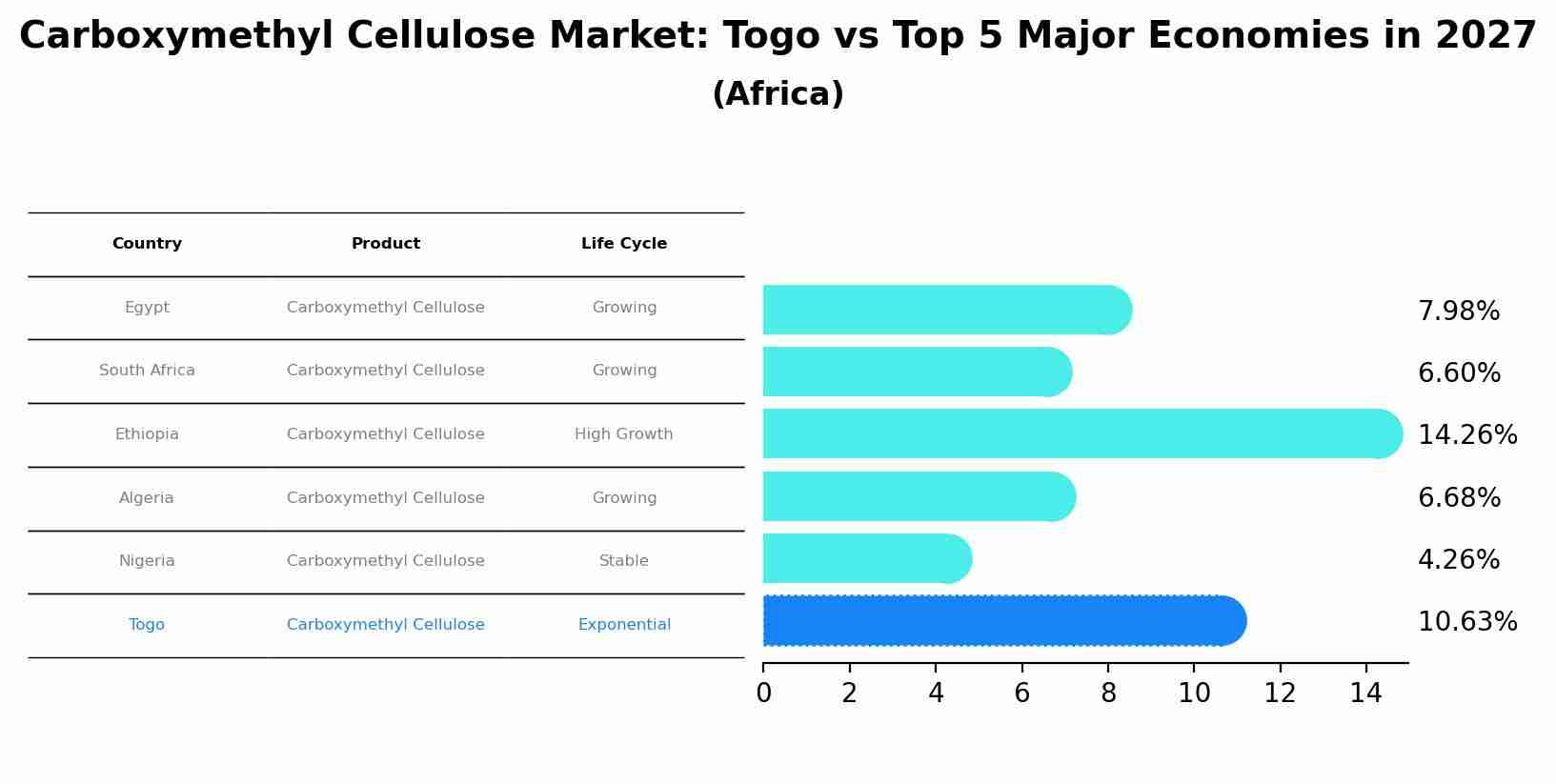 Carboxymethyl Cellulose Market: Togo vs Top 5 Major Economies in 2027 (Africa)