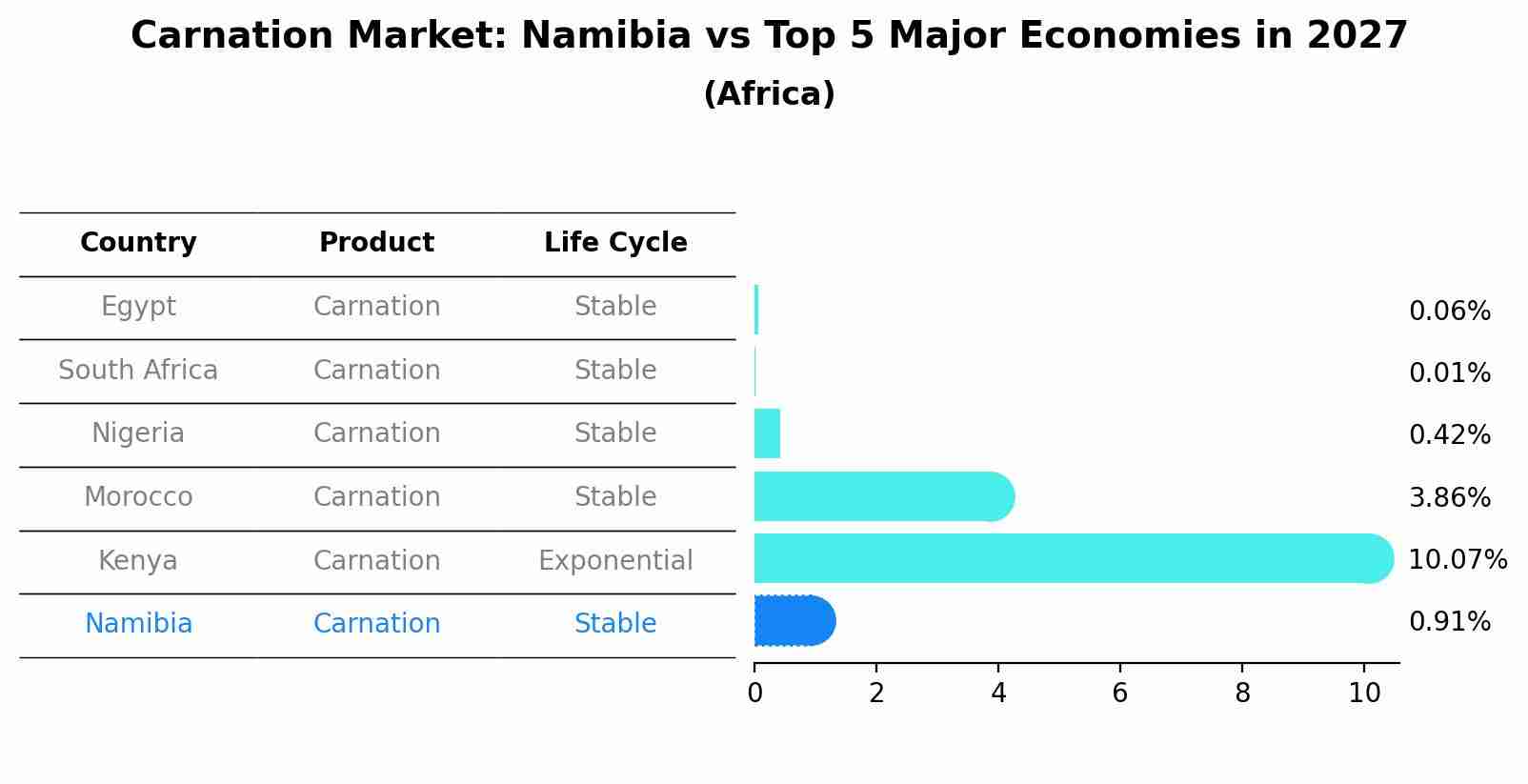 Carnation Market: Namibia vs Top 5 Major Economies in 2027 (Africa)