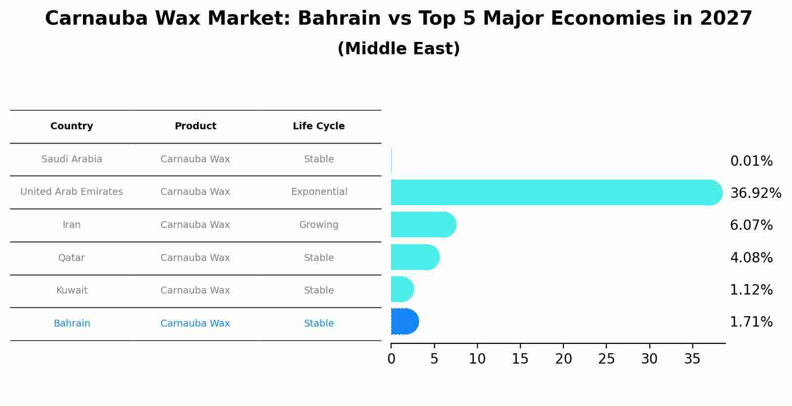 Carnauba Wax Market: Bahrain vs Top 5 Major Economies in 2027 (Middle East)