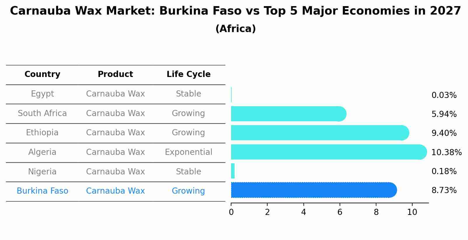 Carnauba Wax Market: Burkina Faso vs Top 5 Major Economies in 2027 (Africa)
