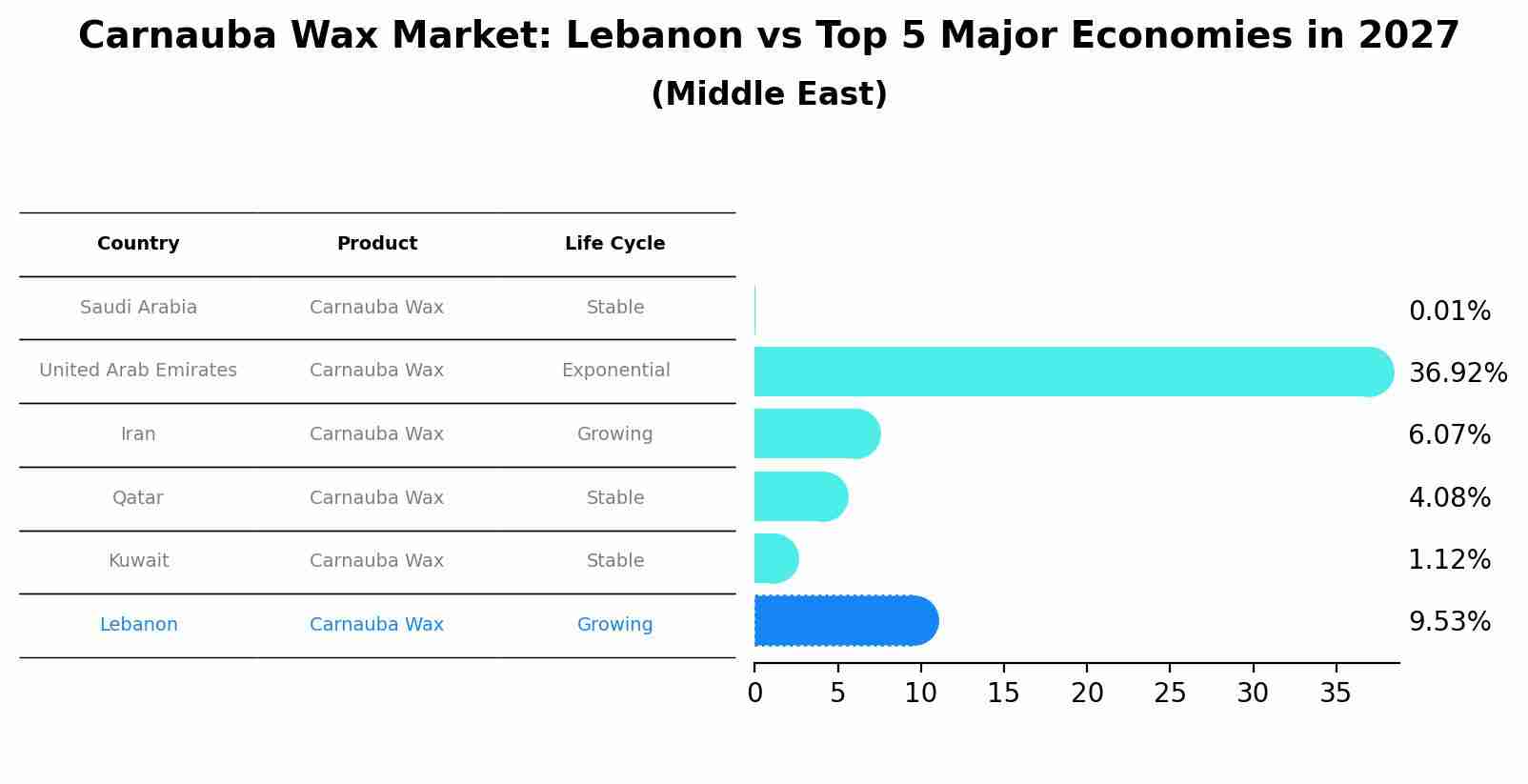 Carnauba Wax Market: Lebanon vs Top 5 Major Economies in 2027 (Middle East)