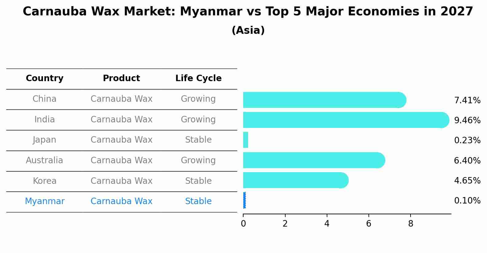Carnauba Wax Market: Myanmar vs Top 5 Major Economies in 2027 (Asia)
