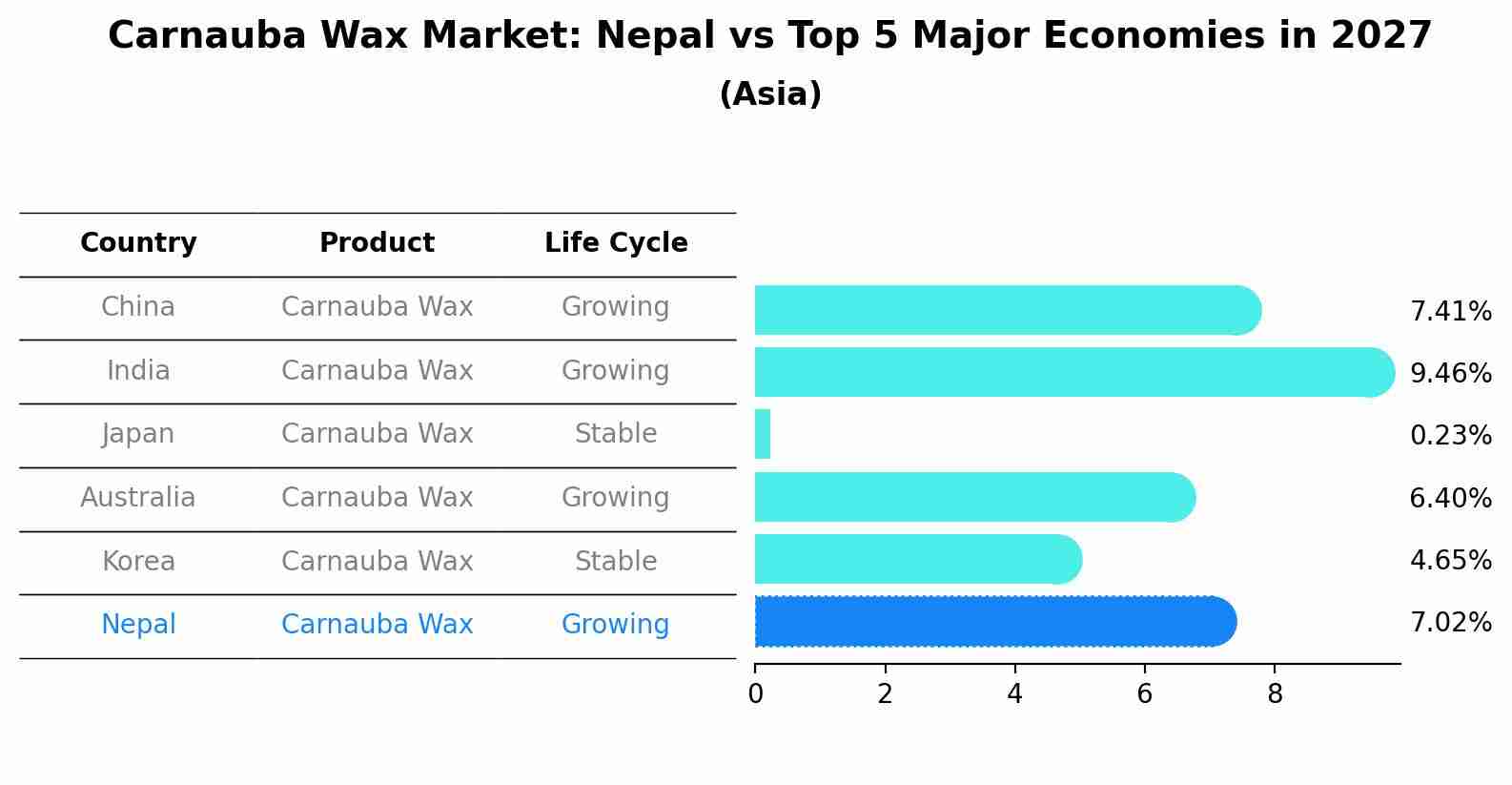 Carnauba Wax Market: Nepal vs Top 5 Major Economies in 2027 (Asia)