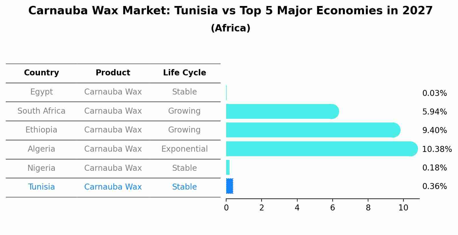 Carnauba Wax Market: Tunisia vs Top 5 Major Economies in 2027 (Africa)
