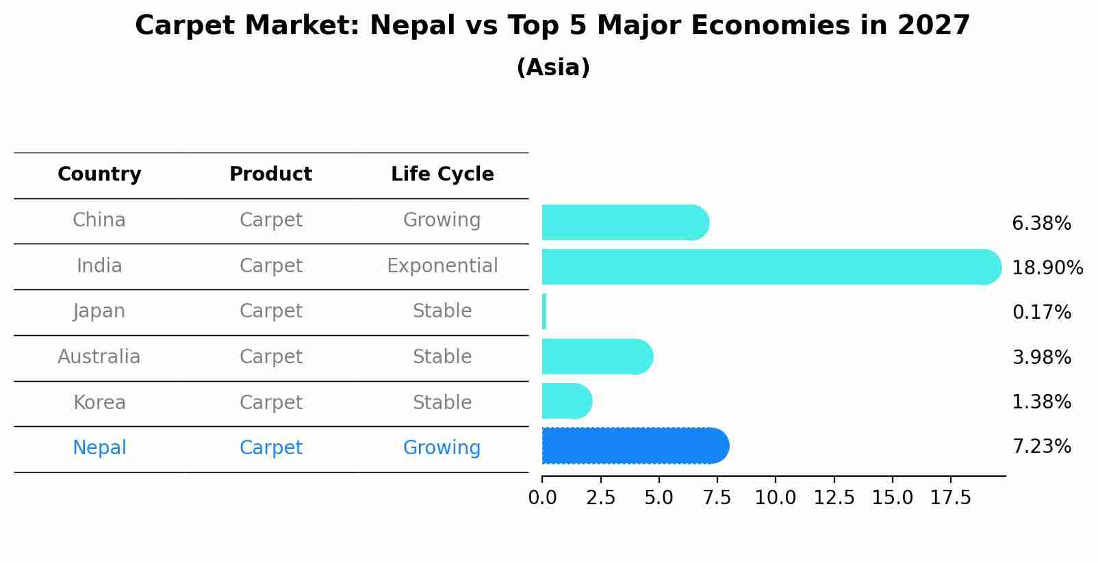 Carpet Market: Nepal vs Top 5 Major Economies in 2027 (Asia)