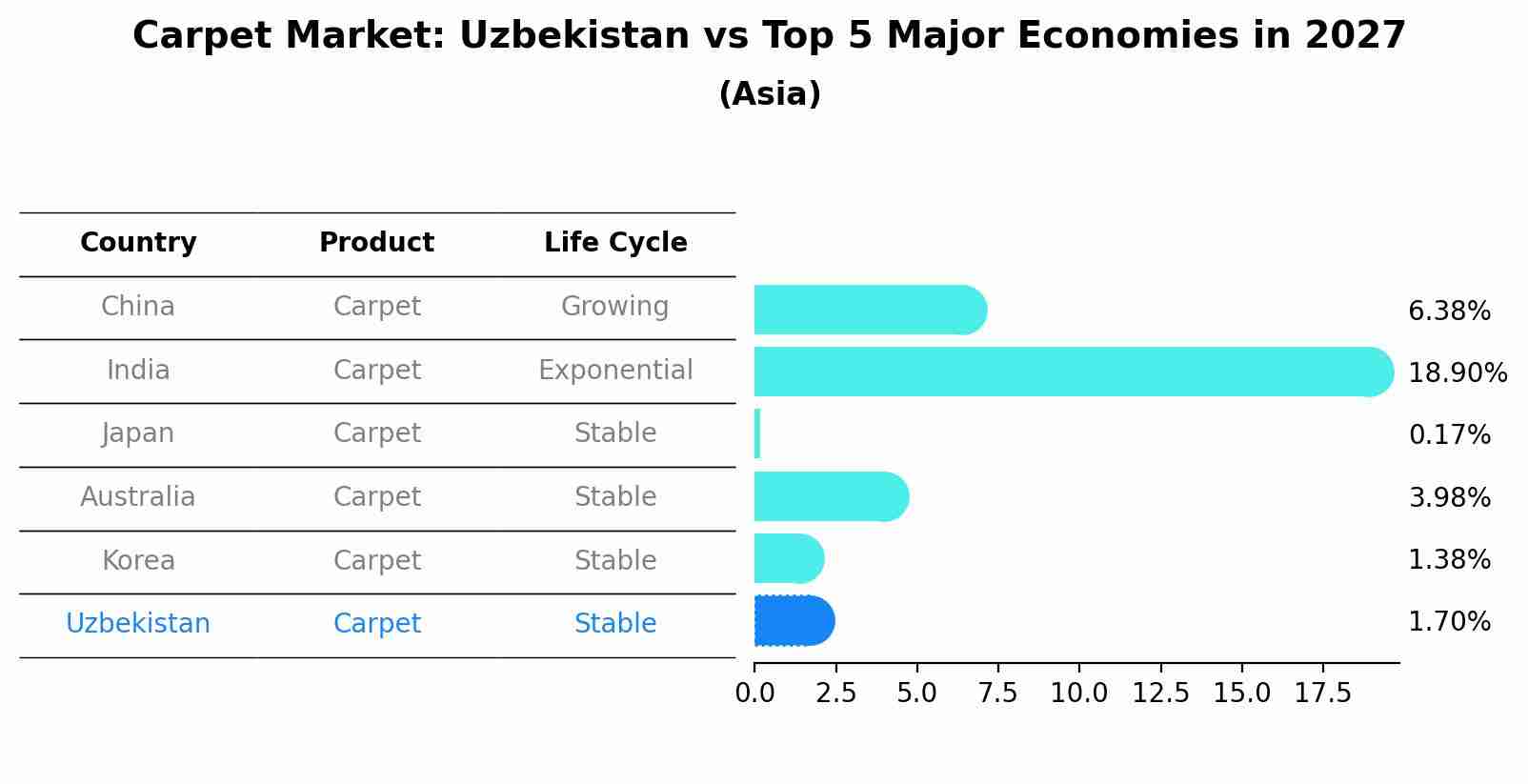 Carpet Market: Uzbekistan vs Top 5 Major Economies in 2027 (Asia)