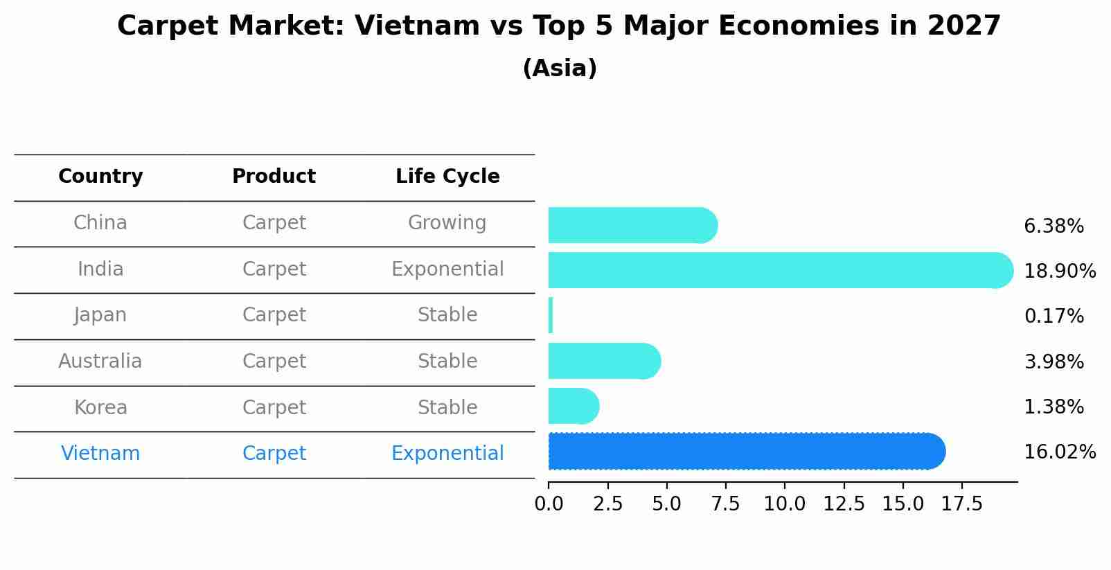 Carpet Market: Vietnam vs Top 5 Major Economies in 2027 (Asia)