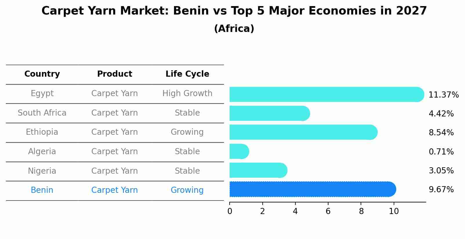Carpet Yarn Market: Benin vs Top 5 Major Economies in 2027 (Africa)