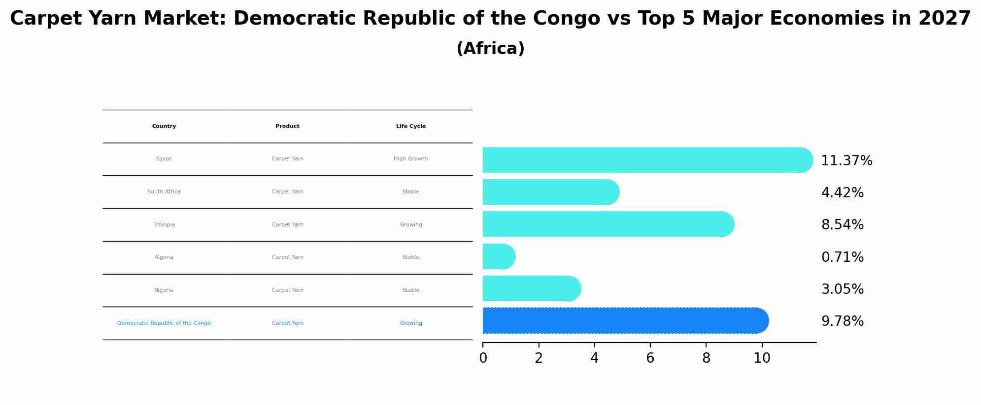 Carpet Yarn Market: Democratic Republic of the Congo vs Top 5 Major Economies in 2027 (Africa)