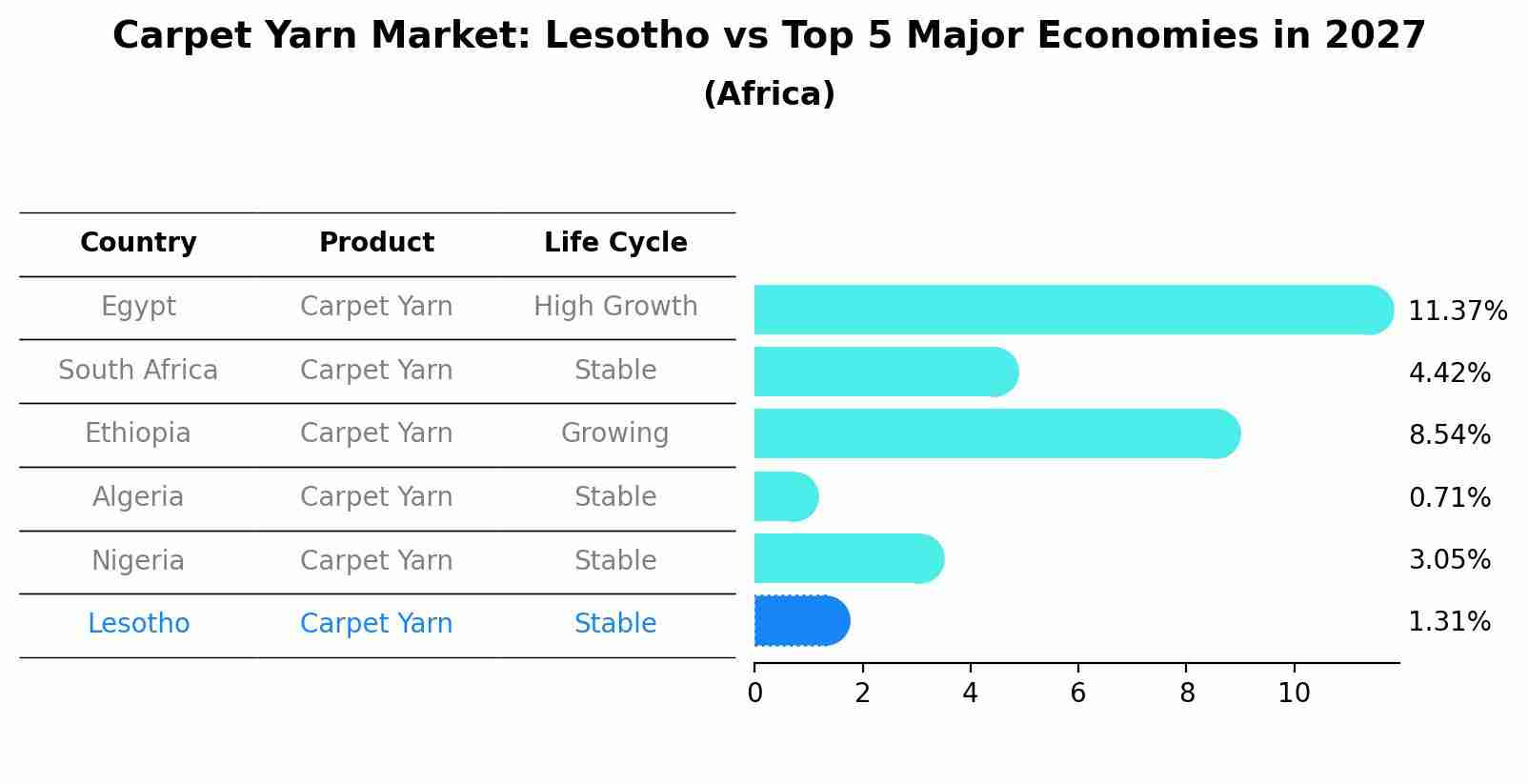 Carpet Yarn Market: Lesotho vs Top 5 Major Economies in 2027 (Africa)
