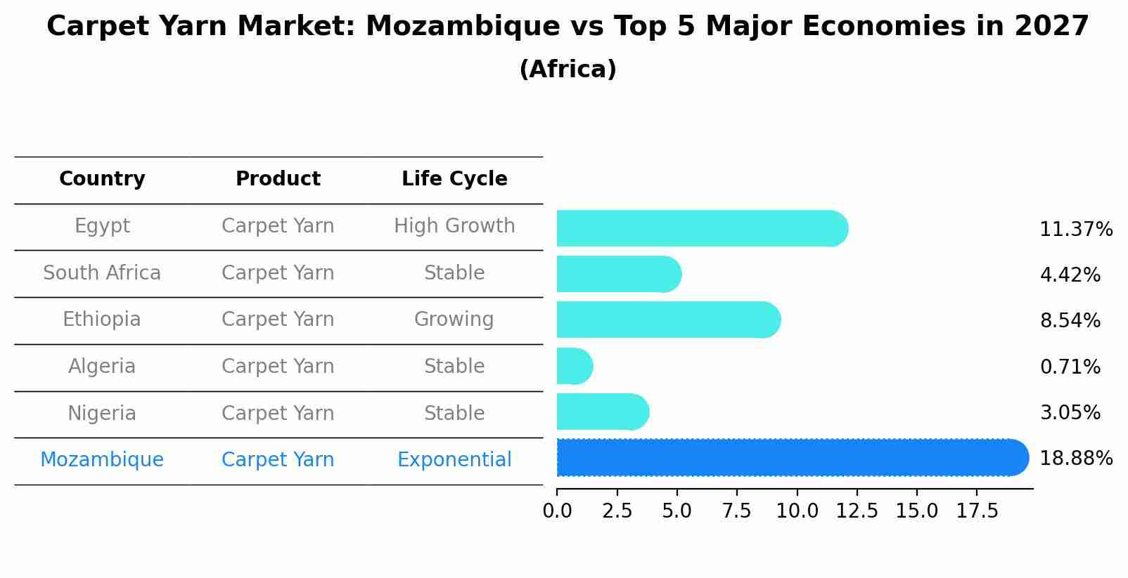 Carpet Yarn Market: Mozambique vs Top 5 Major Economies in 2027 (Africa)