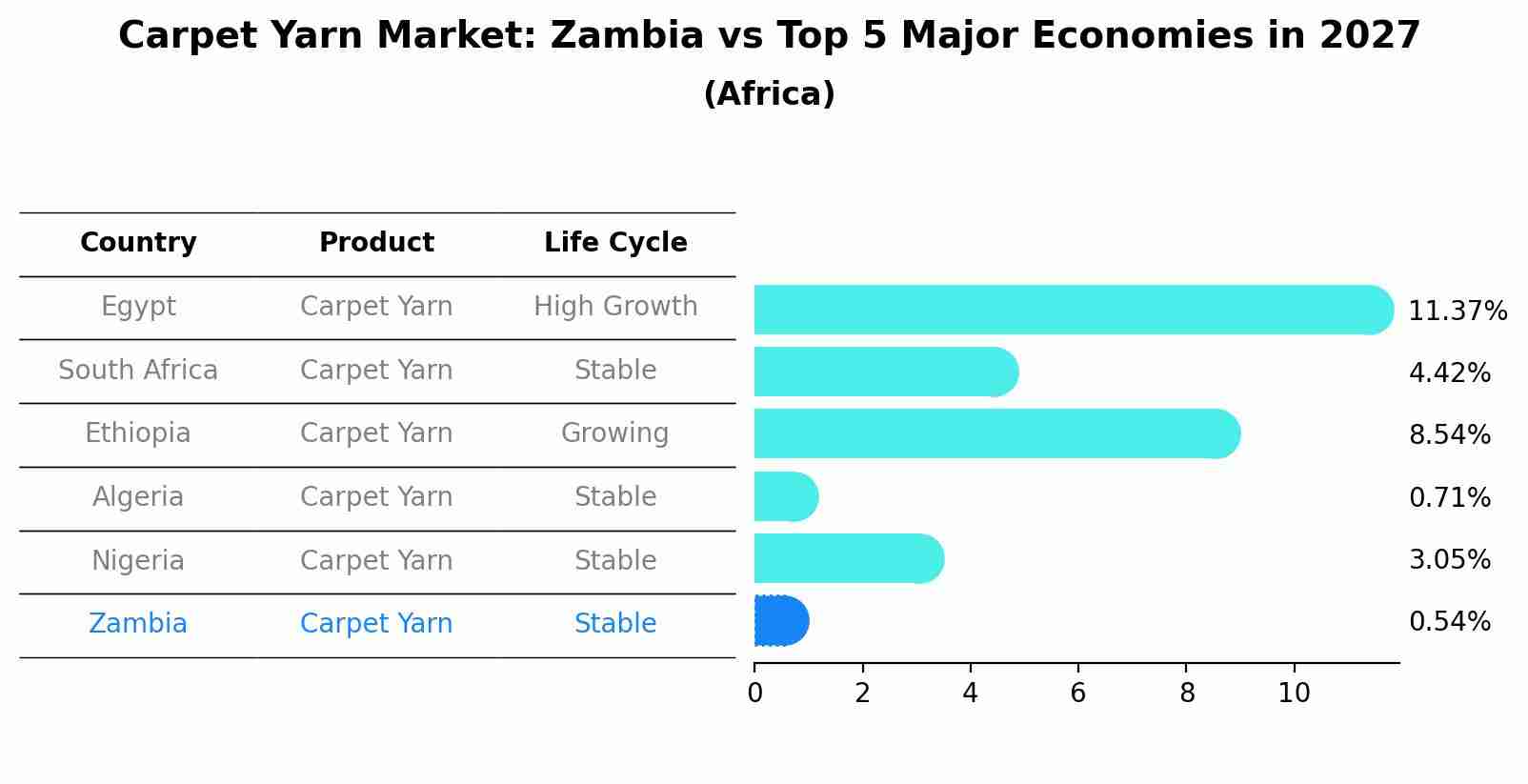 Carpet Yarn Market: Zambia vs Top 5 Major Economies in 2027 (Africa)
