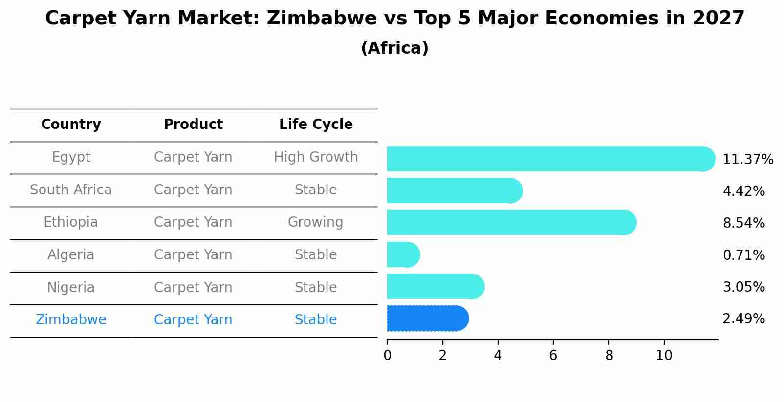 Carpet Yarn Market: Zimbabwe vs Top 5 Major Economies in 2027 (Africa)