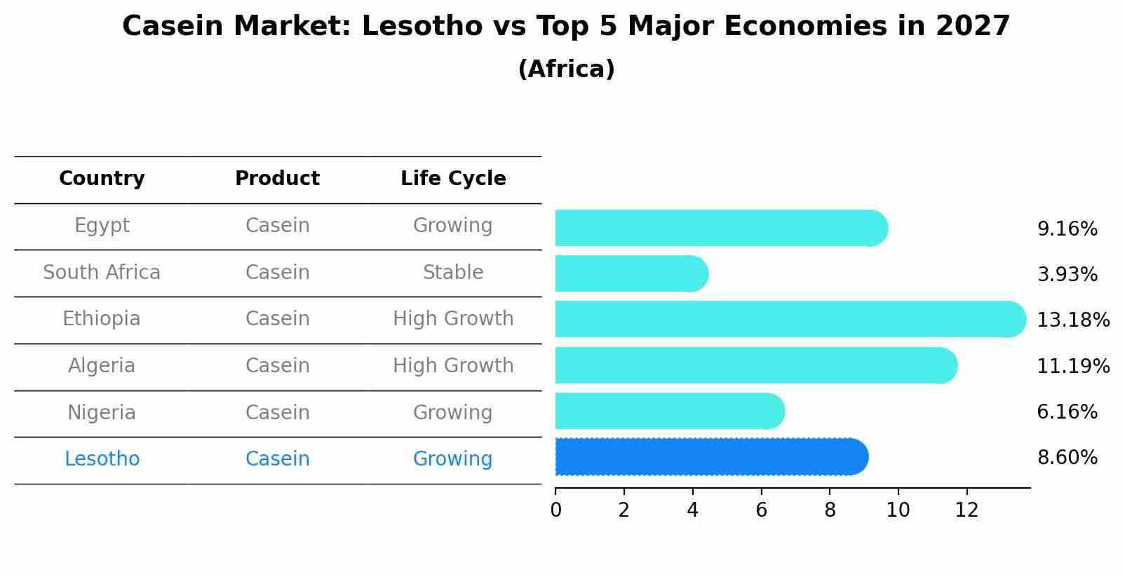Casein Market: Lesotho vs Top 5 Major Economies in 2027 (Africa)