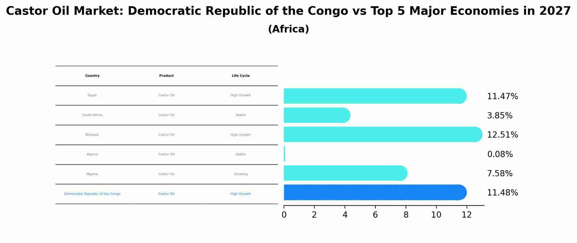 Castor Oil Market: Democratic Republic of the Congo vs Top 5 Major Economies in 2027 (Africa)