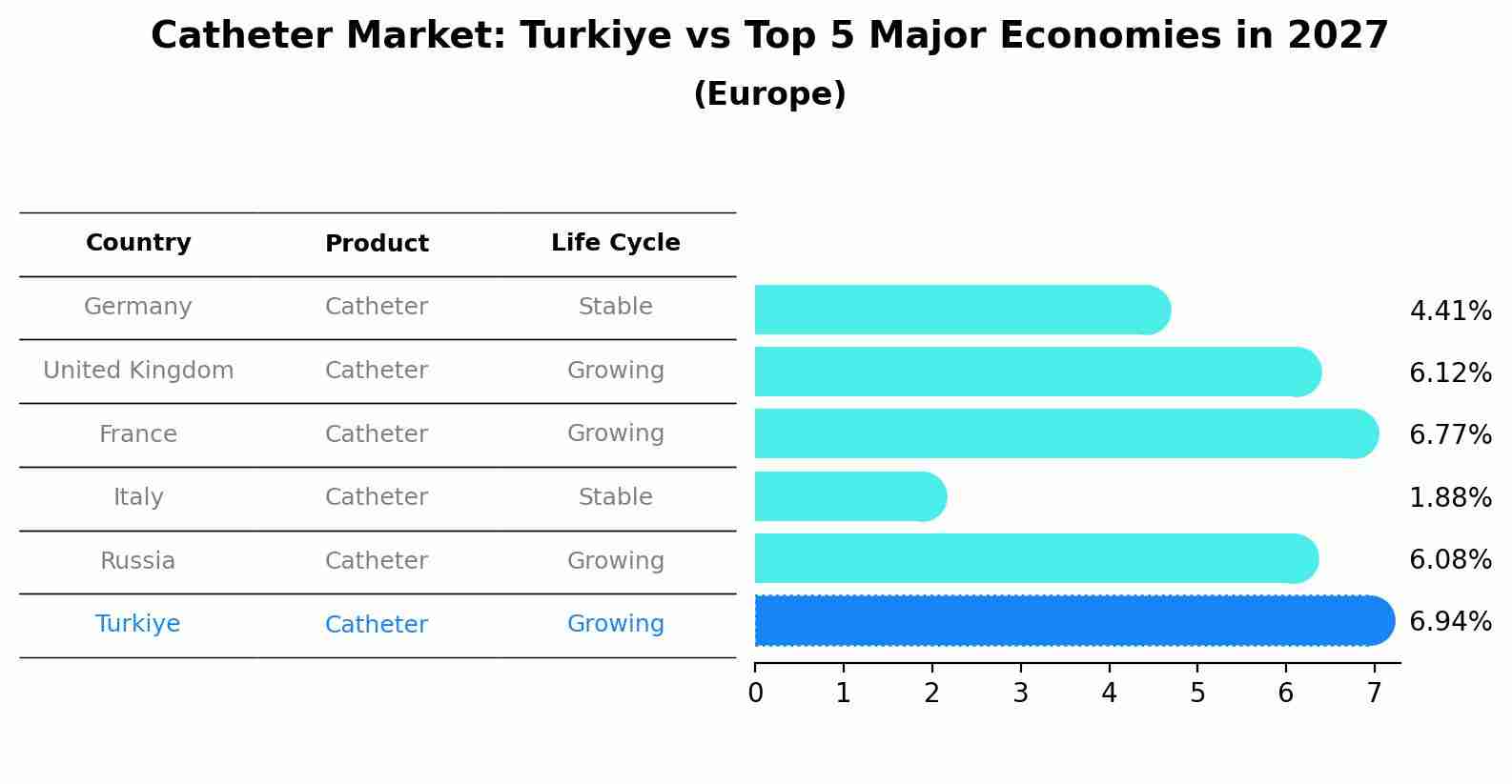 Catheter Market: Turkiye vs Top 5 Major Economies in 2027 (Europe)