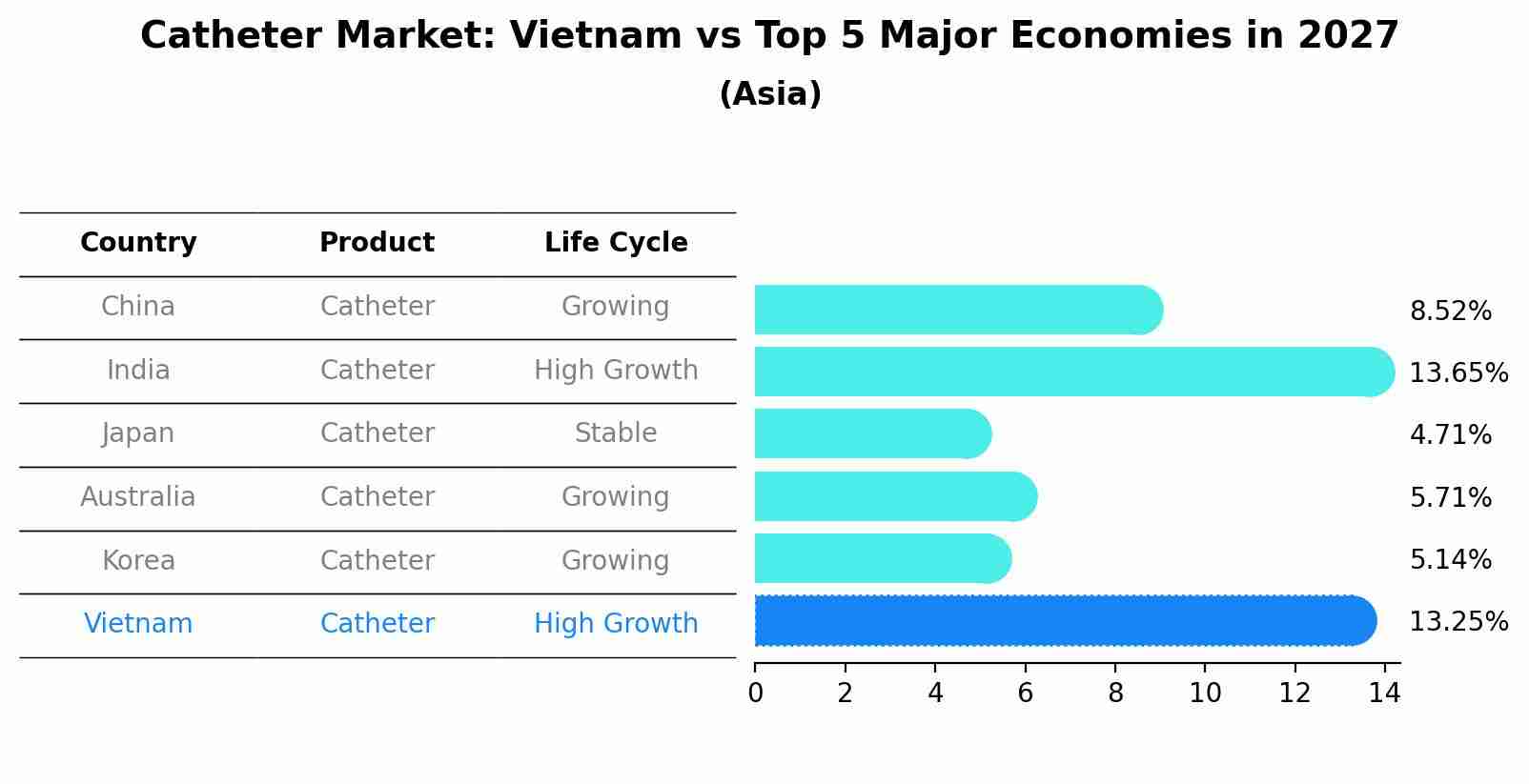 Catheter Market: Vietnam vs Top 5 Major Economies in 2027 (Asia)