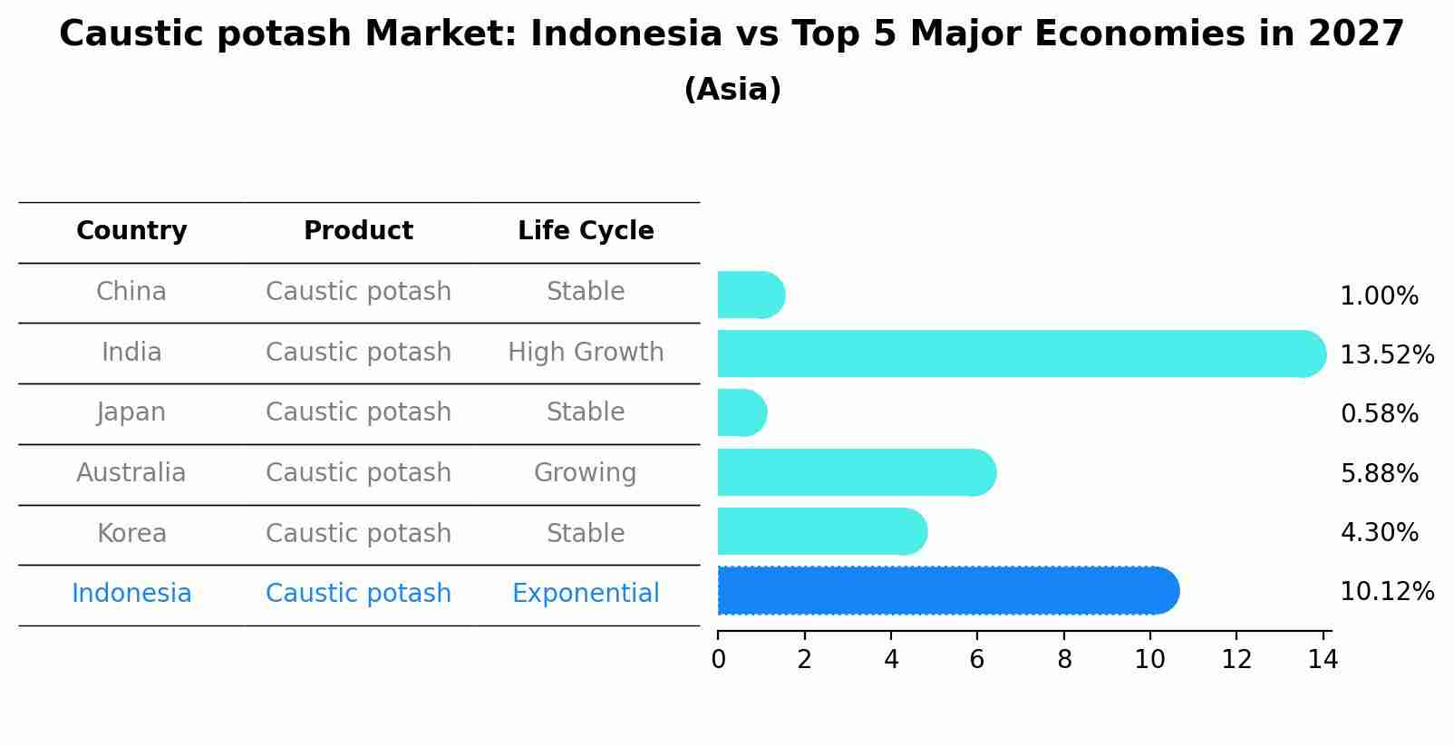 Caustic potash Market: Indonesia vs Top 5 Major Economies in 2027 (Asia)