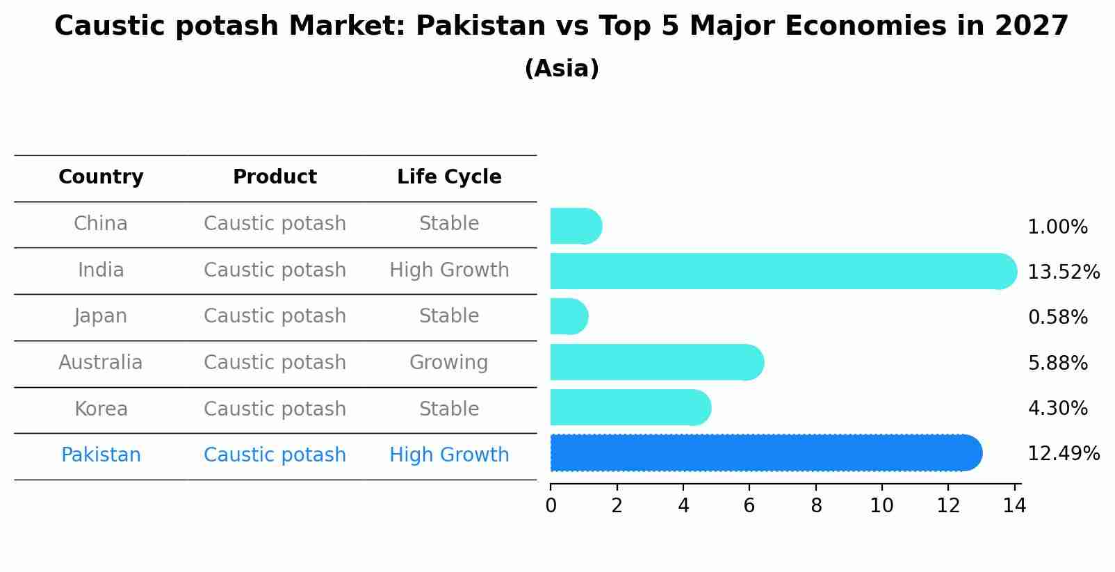 Caustic potash Market: Pakistan vs Top 5 Major Economies in 2027 (Asia)
