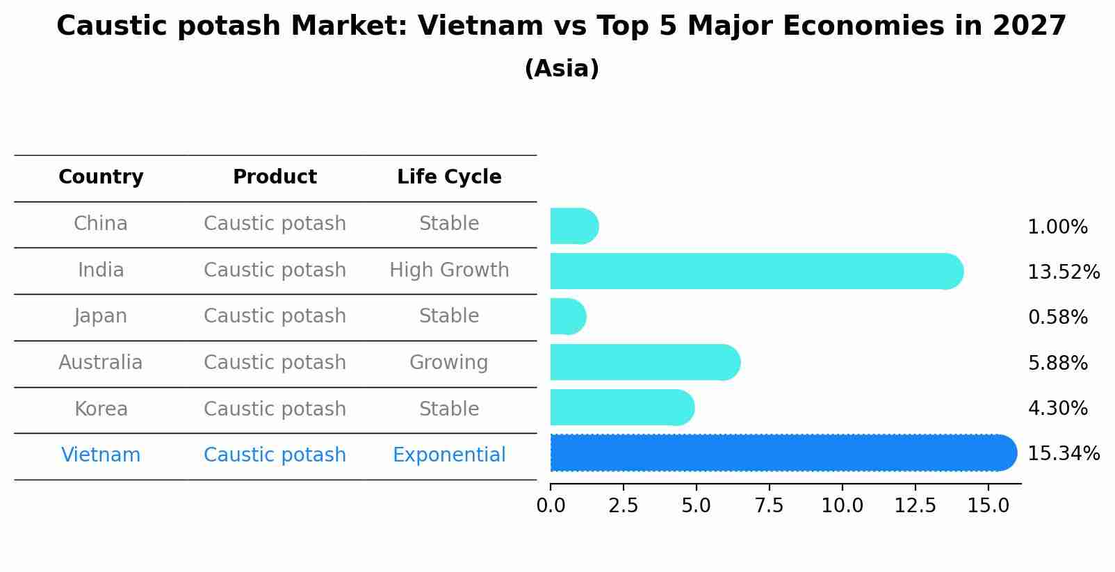 Caustic potash Market: Vietnam vs Top 5 Major Economies in 2027 (Asia)