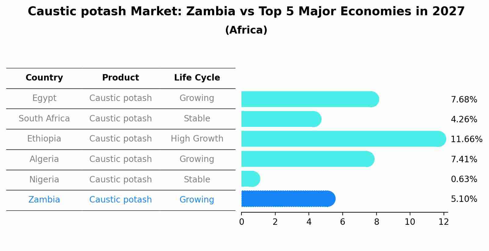 Caustic potash Market: Zambia vs Top 5 Major Economies in 2027 (Africa)