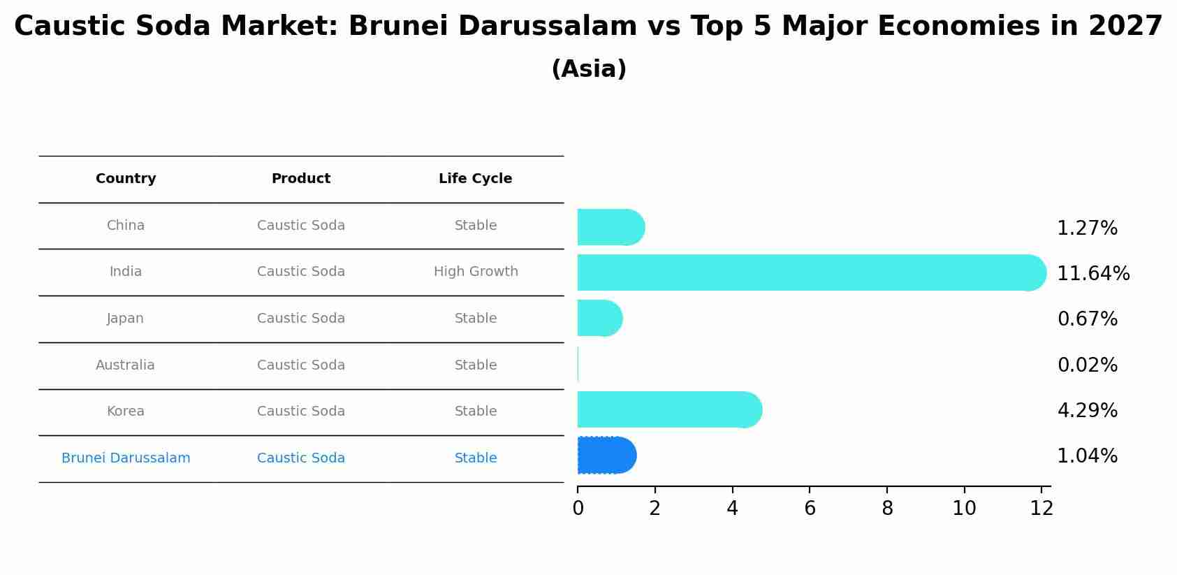 Caustic Soda Market: Brunei Darussalam vs Top 5 Major Economies in 2027 (Asia)