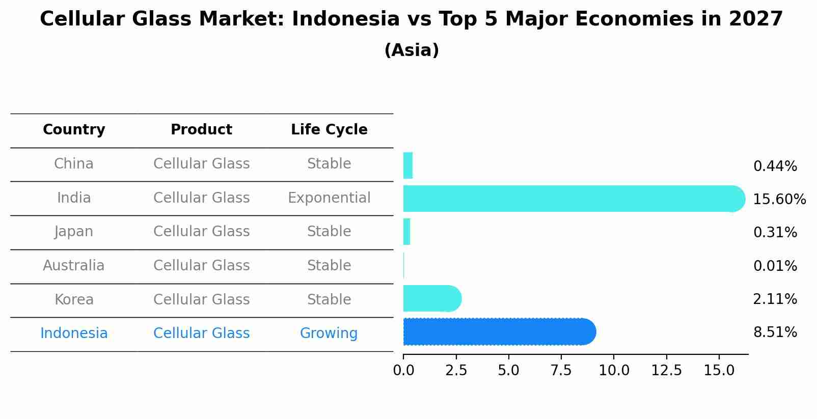 Cellular Glass Market: Indonesia vs Top 5 Major Economies in 2027 (Asia)