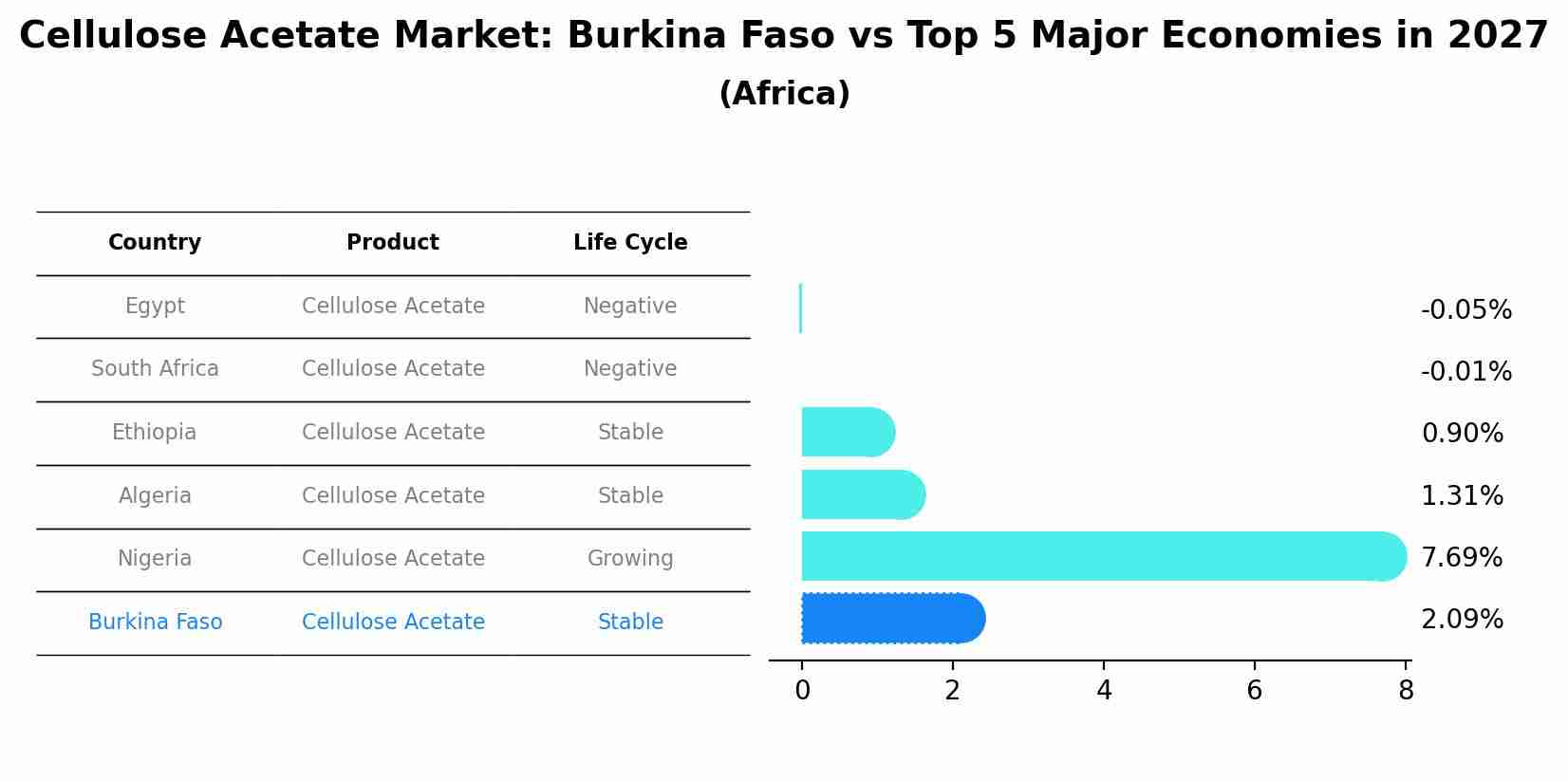 Cellulose Acetate Market: Burkina Faso vs Top 5 Major Economies in 2027 (Africa)