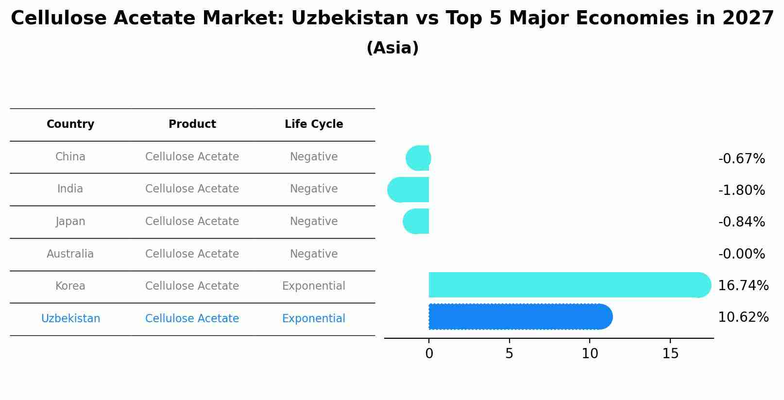 Cellulose Acetate Market: Uzbekistan vs Top 5 Major Economies in 2027 (Asia)