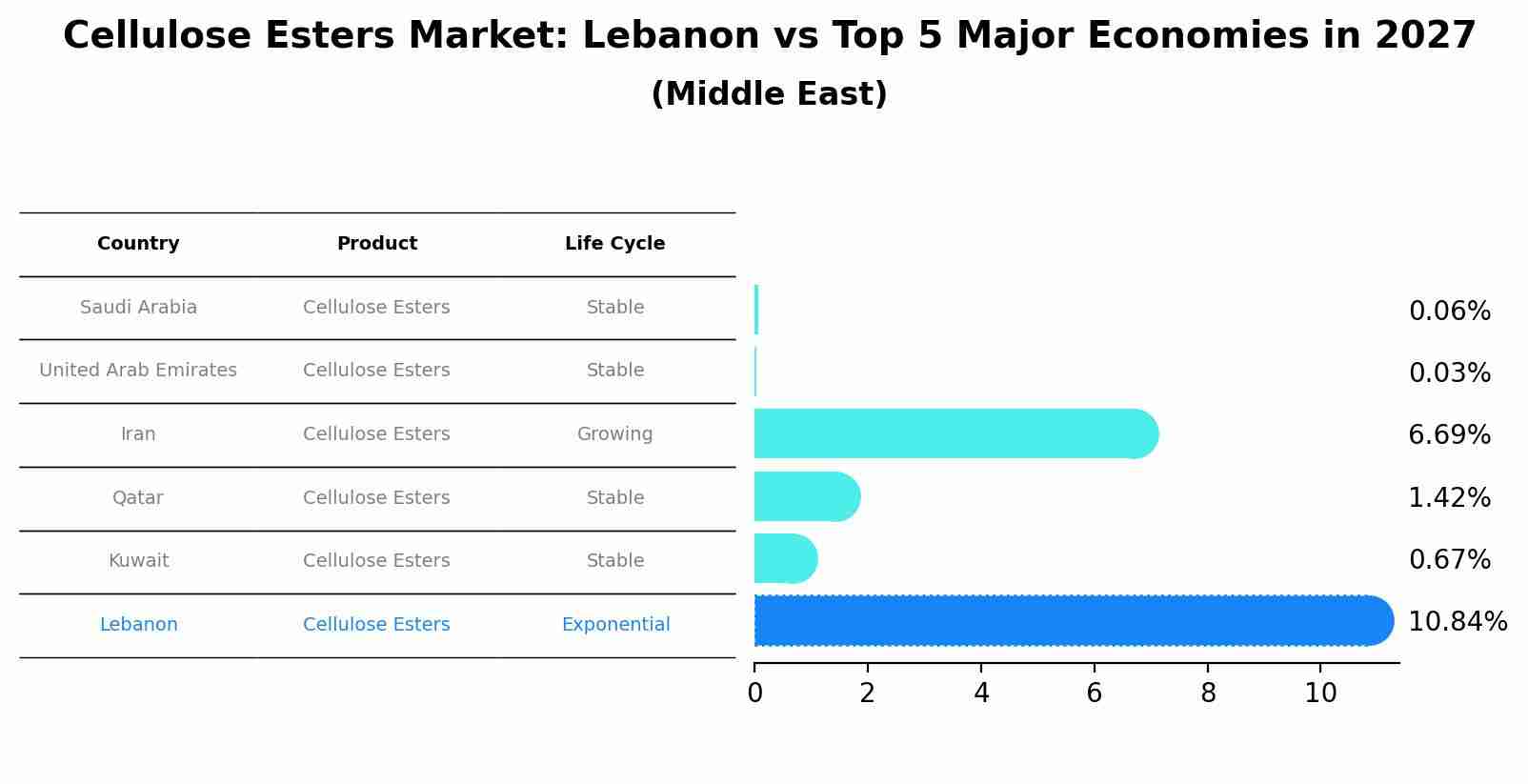 Cellulose Esters Market: Lebanon vs Top 5 Major Economies in 2027 (Middle East)