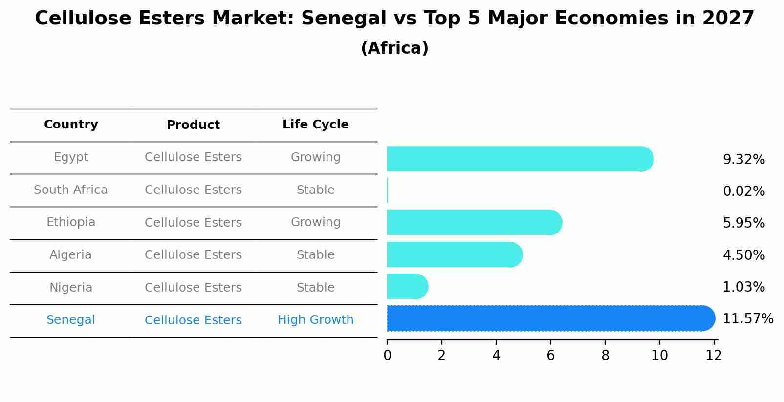Cellulose Esters Market: Senegal vs Top 5 Major Economies in 2027 (Africa)