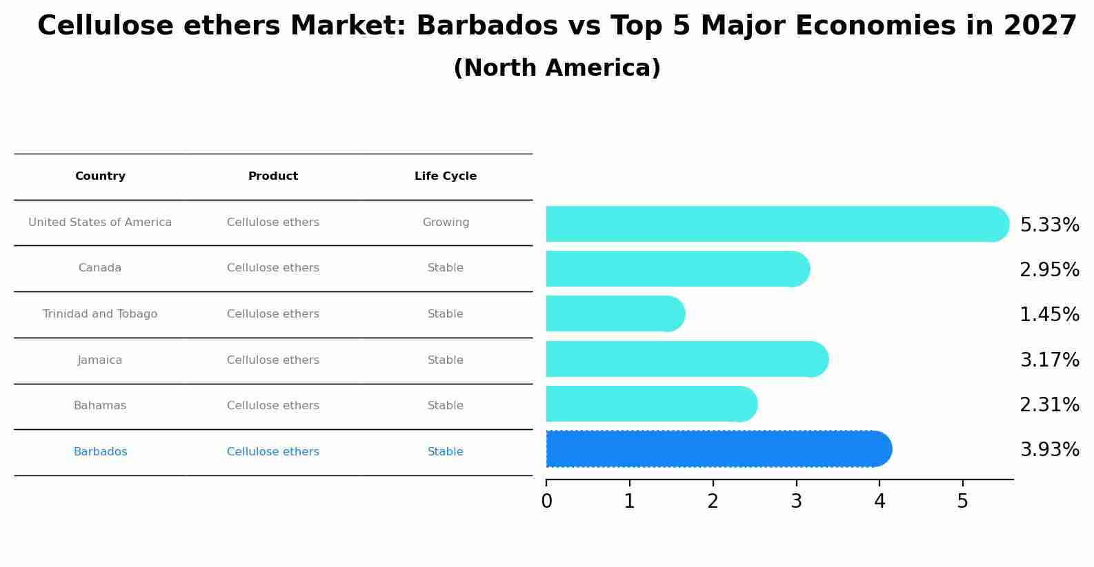 Cellulose ethers Market: Barbados vs Top 5 Major Economies in 2027 (North America)