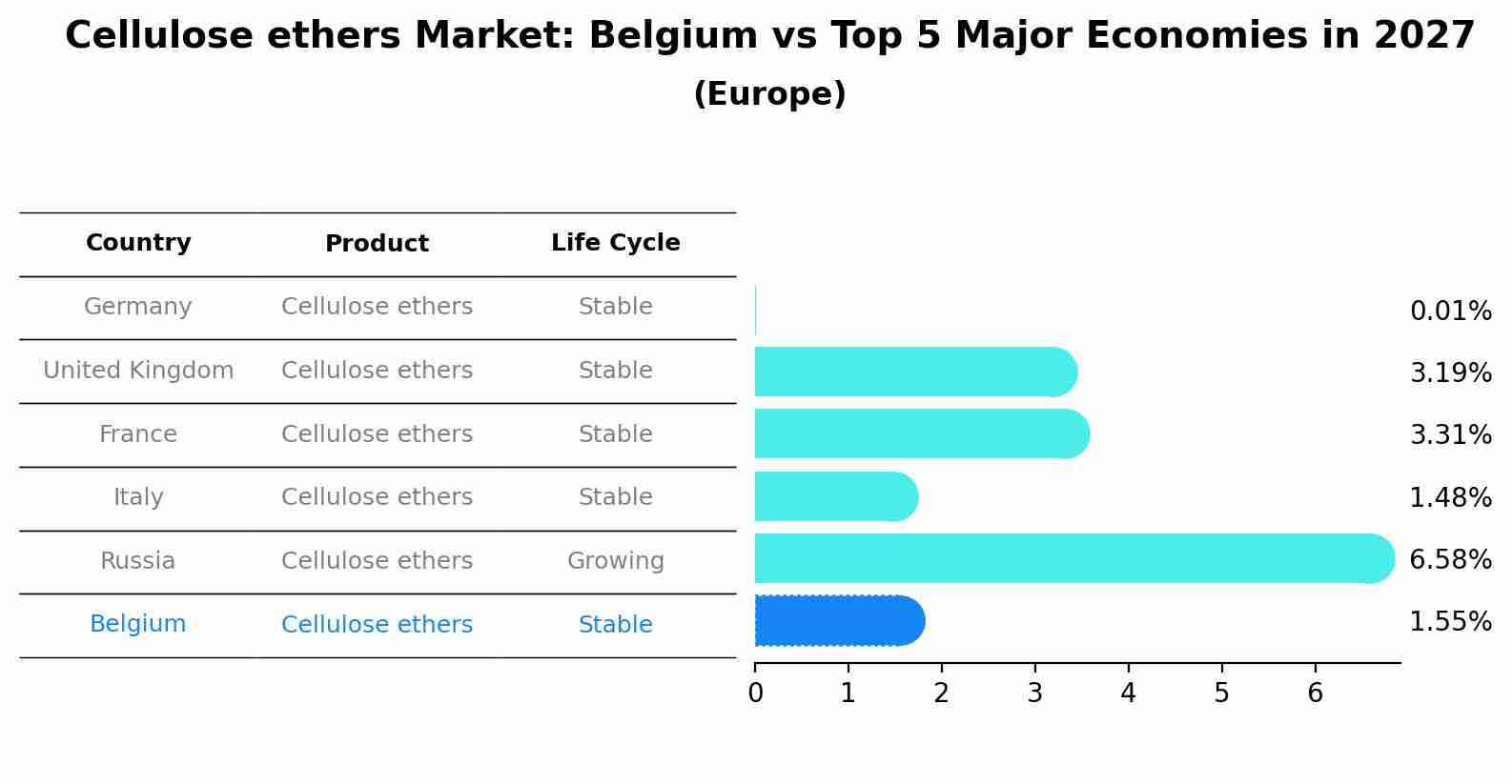 Cellulose ethers Market: Belgium vs Top 5 Major Economies in 2027 (Europe)