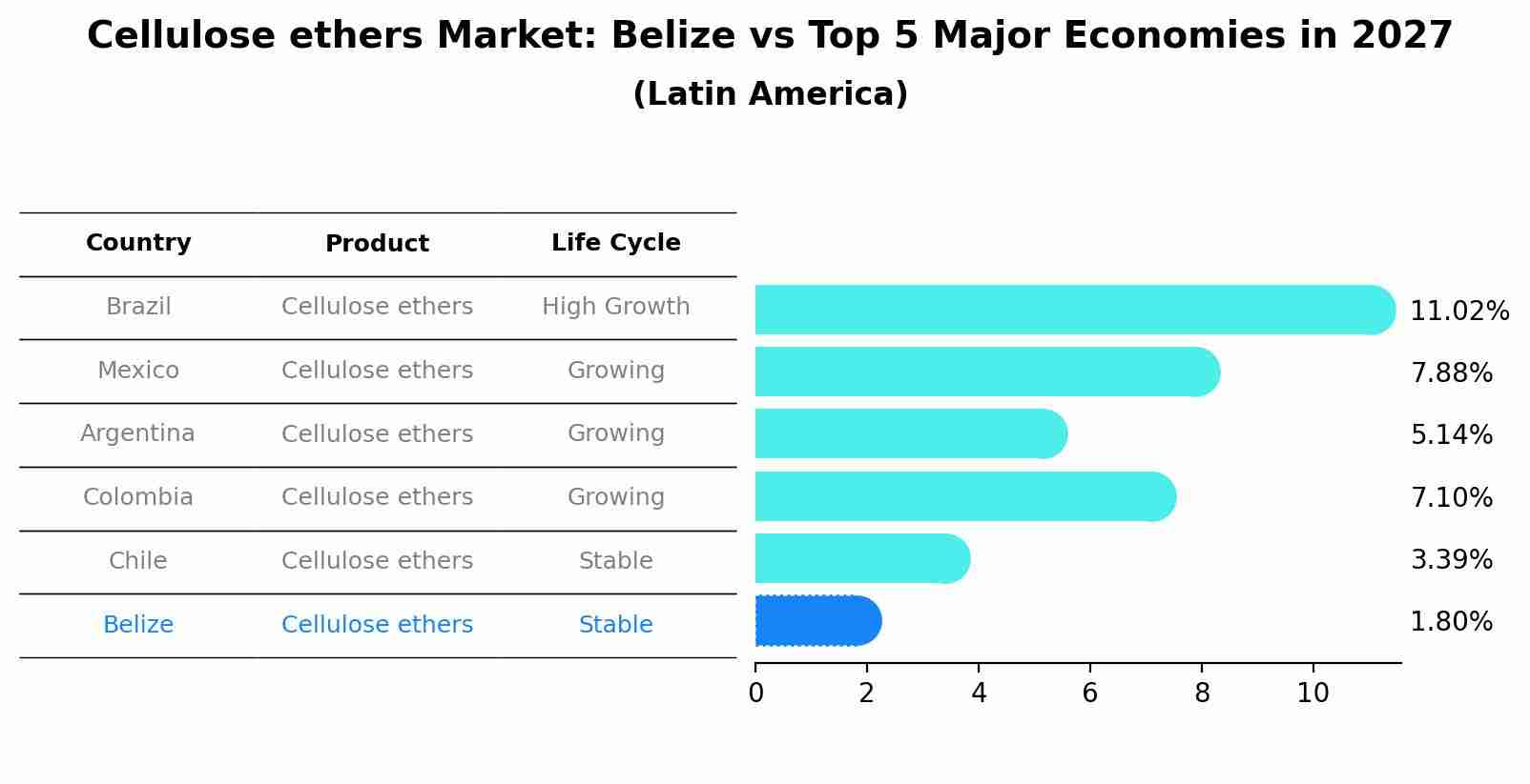 Cellulose ethers Market: Belize vs Top 5 Major Economies in 2027 (Latin America)