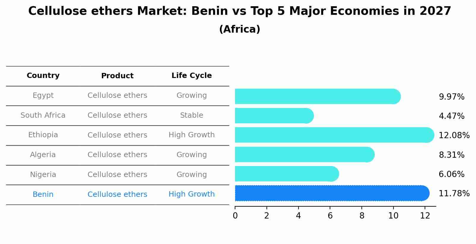 Cellulose ethers Market: Benin vs Top 5 Major Economies in 2027 (Africa)