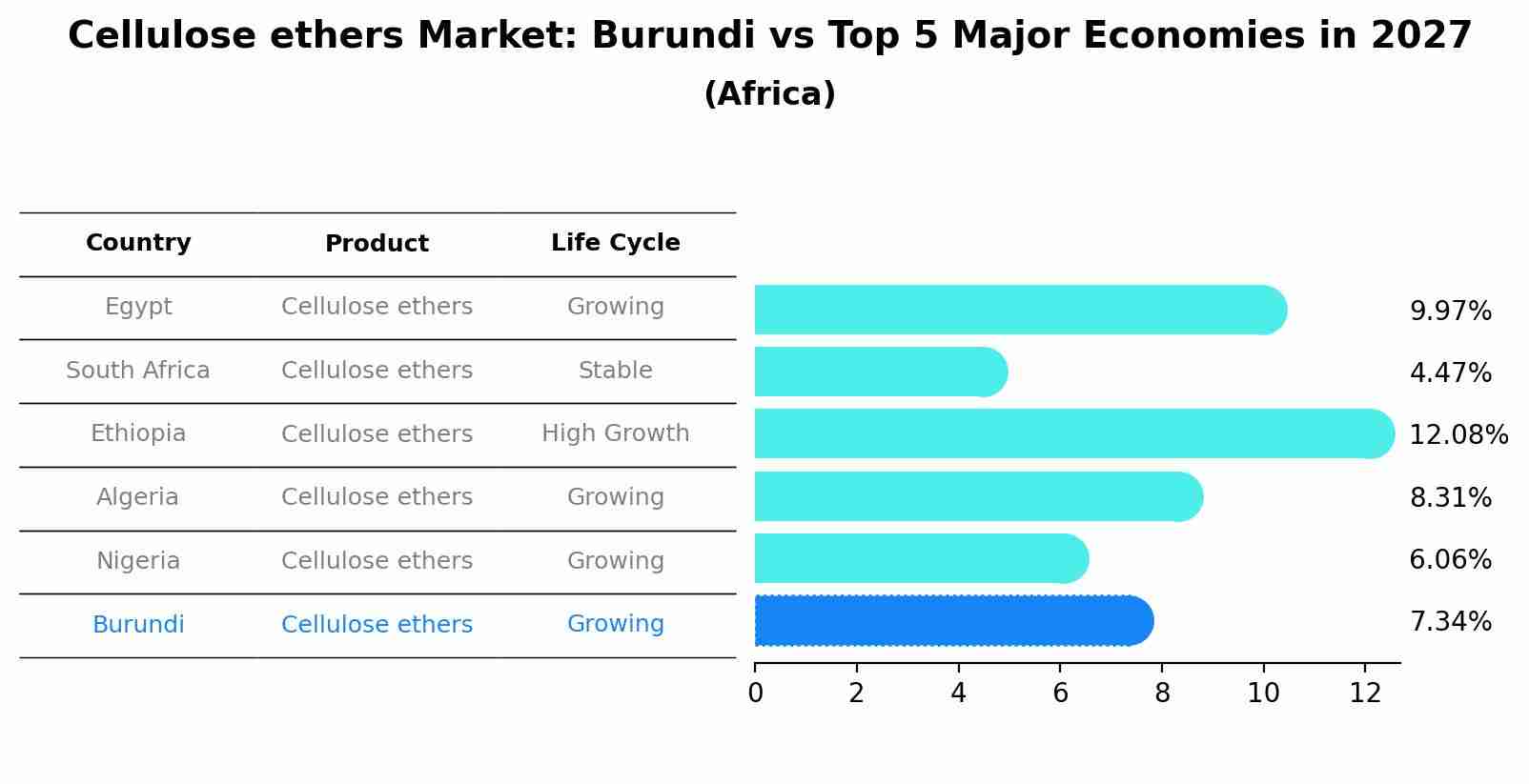Cellulose ethers Market: Burundi vs Top 5 Major Economies in 2027 (Africa)
