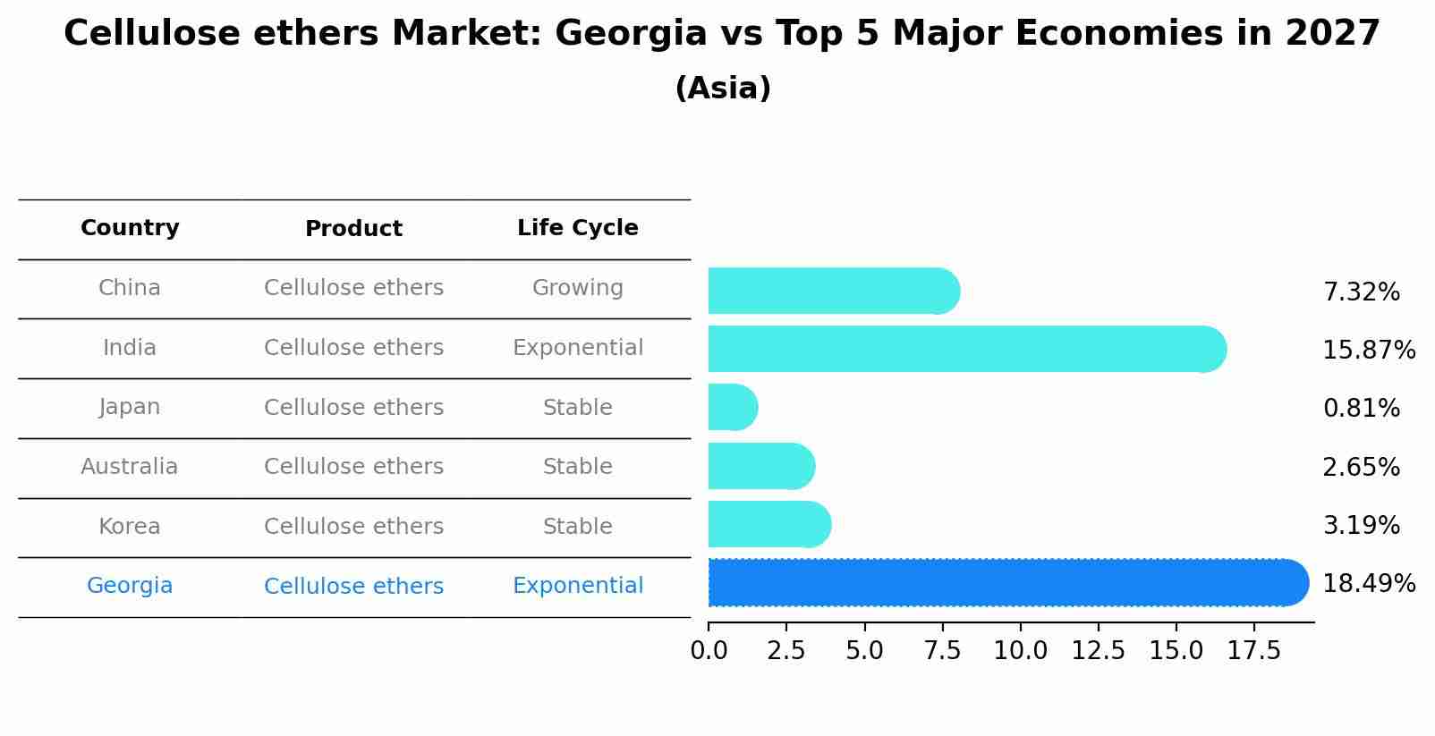 Cellulose ethers Market: Georgia vs Top 5 Major Economies in 2027 (Asia)