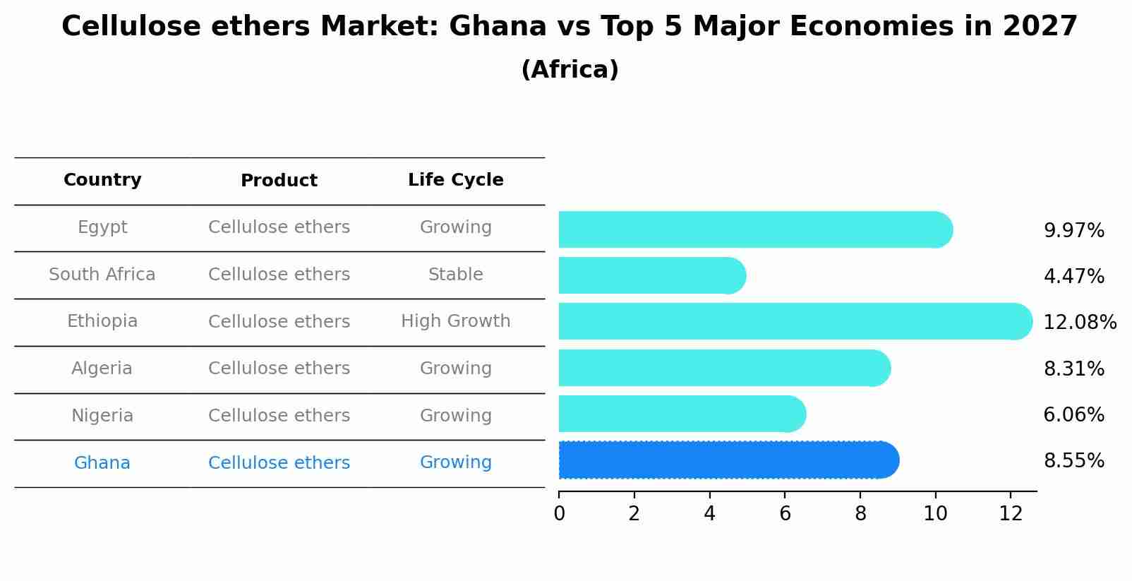 Cellulose ethers Market: Ghana vs Top 5 Major Economies in 2027 (Africa)