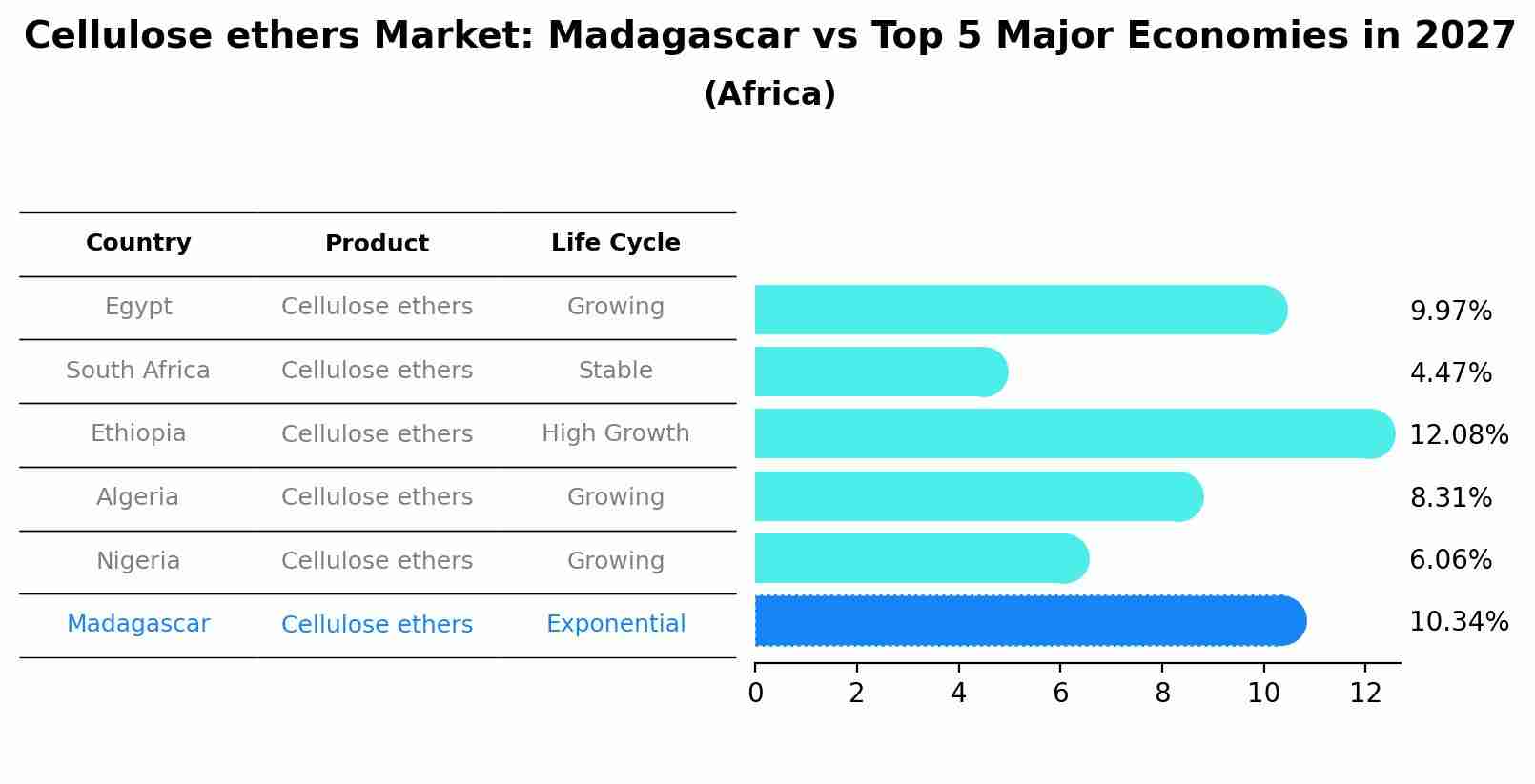 Cellulose ethers Market: Madagascar vs Top 5 Major Economies in 2027 (Africa)