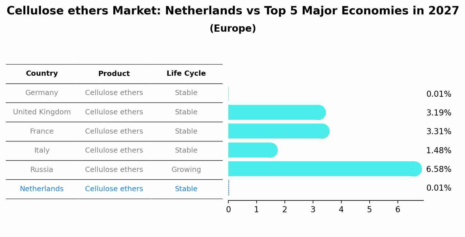 Cellulose ethers Market: Netherlands vs Top 5 Major Economies in 2027 (Europe)