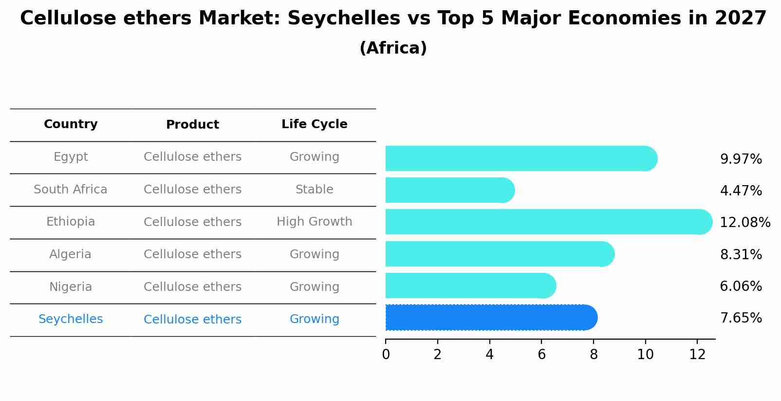 Cellulose ethers Market: Seychelles vs Top 5 Major Economies in 2027 (Africa)